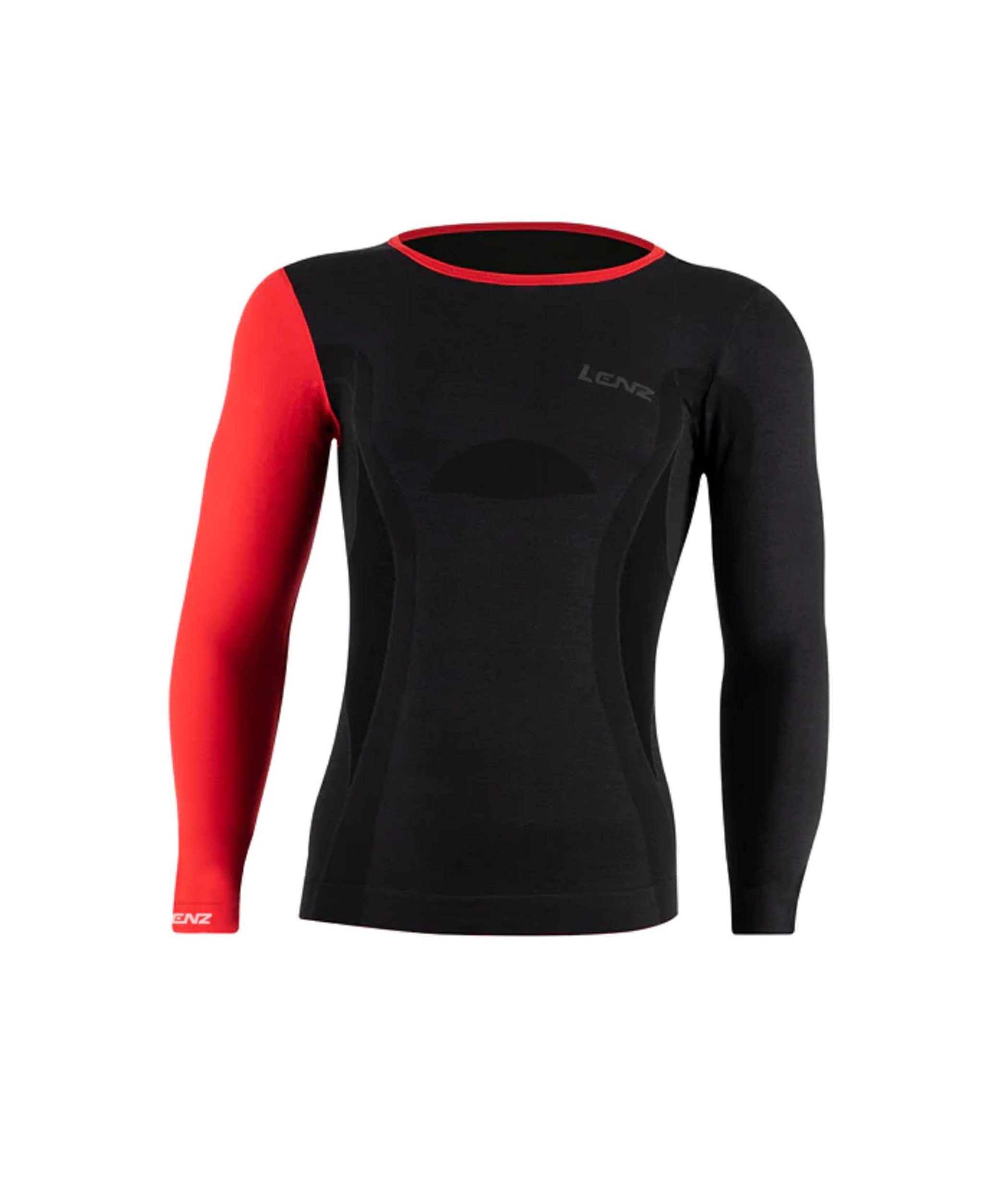 Langarmshirt Funktionsunterwäsche Merino 6.0 Rundhals schwarz/rot Herren