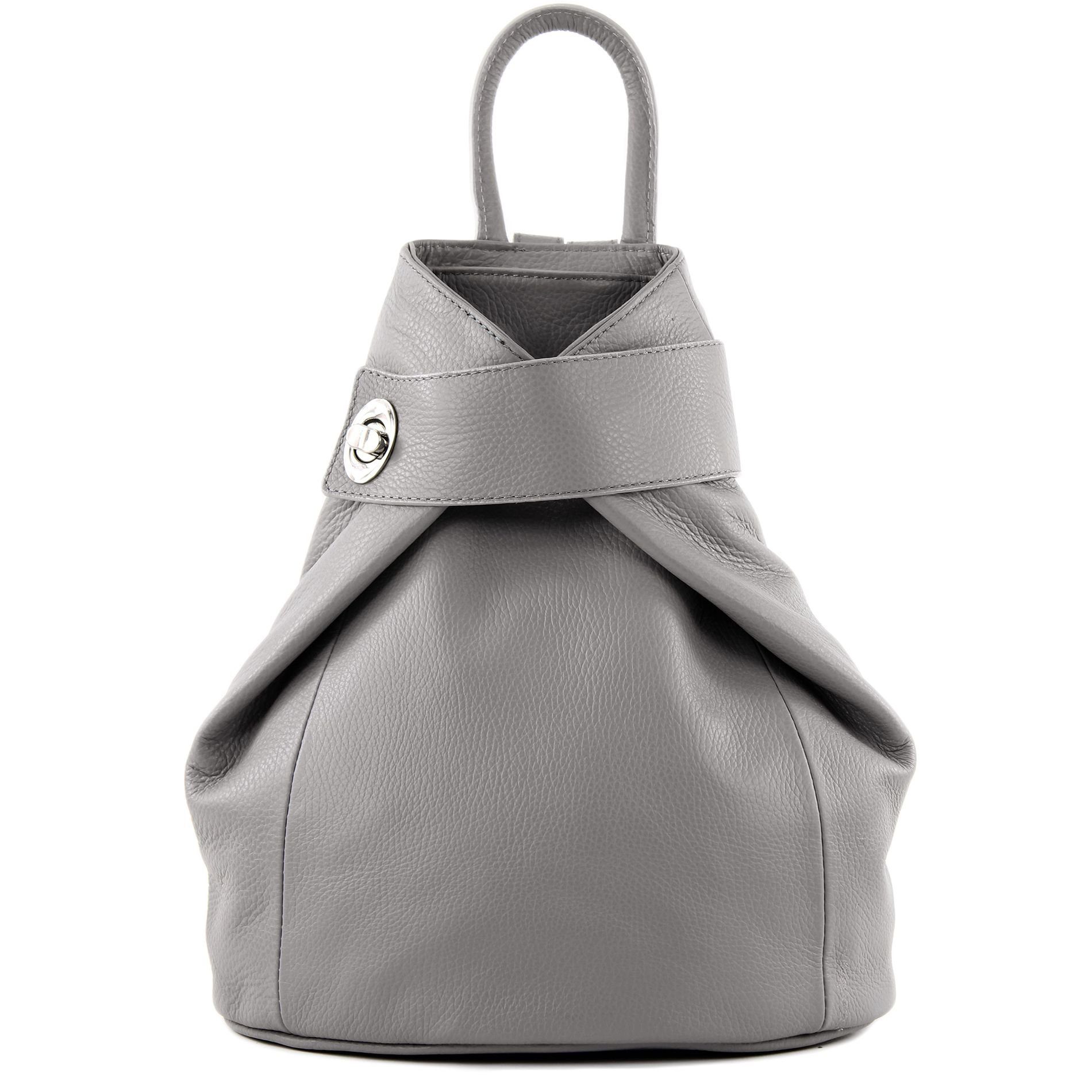 modamoda de Rucksack T179, Echtleder Handmade in Italy Mausgrau