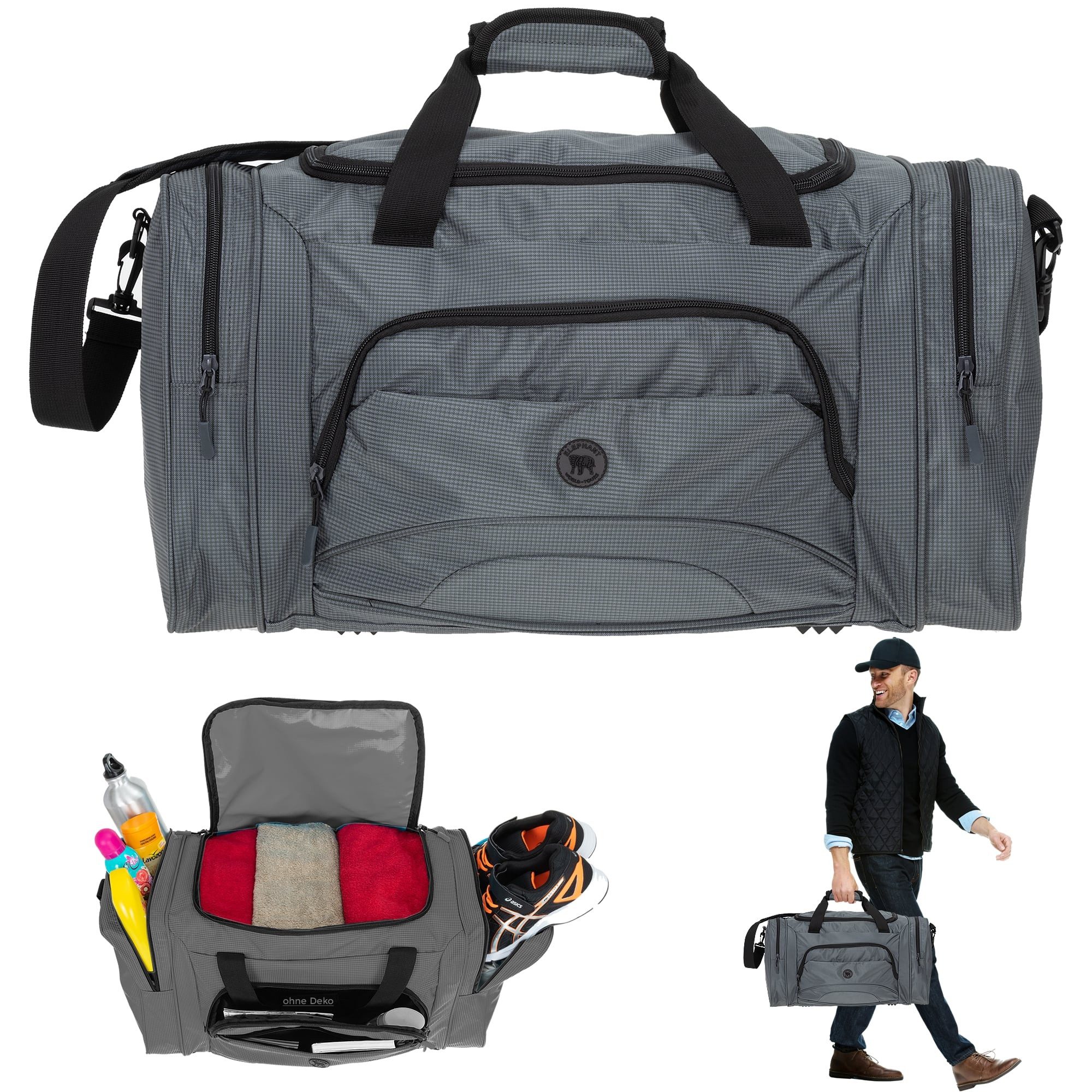 ELEPHANT Sporttasche Reisetasche Freizeittasche Damen Herren groß 55 cm Large, Color Sport Tasche Reise Sauna Fitness Gym + Flasche
