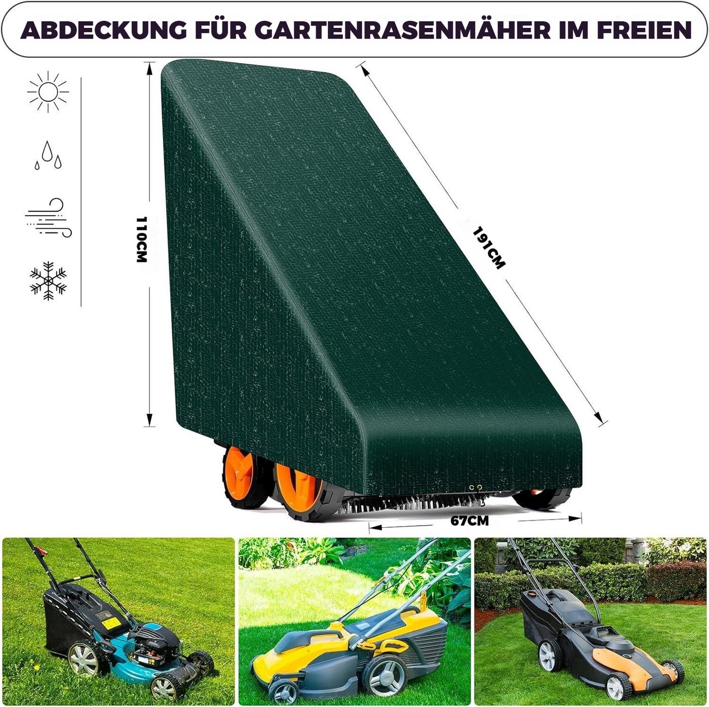 Thumbnail - BlingBin Rasenmäher-Schutzhülle Abdeckung für den Rasenmäher Rasenmäherabdeckung wasserdicht (1er Set, 1-St., 1pcs), was...