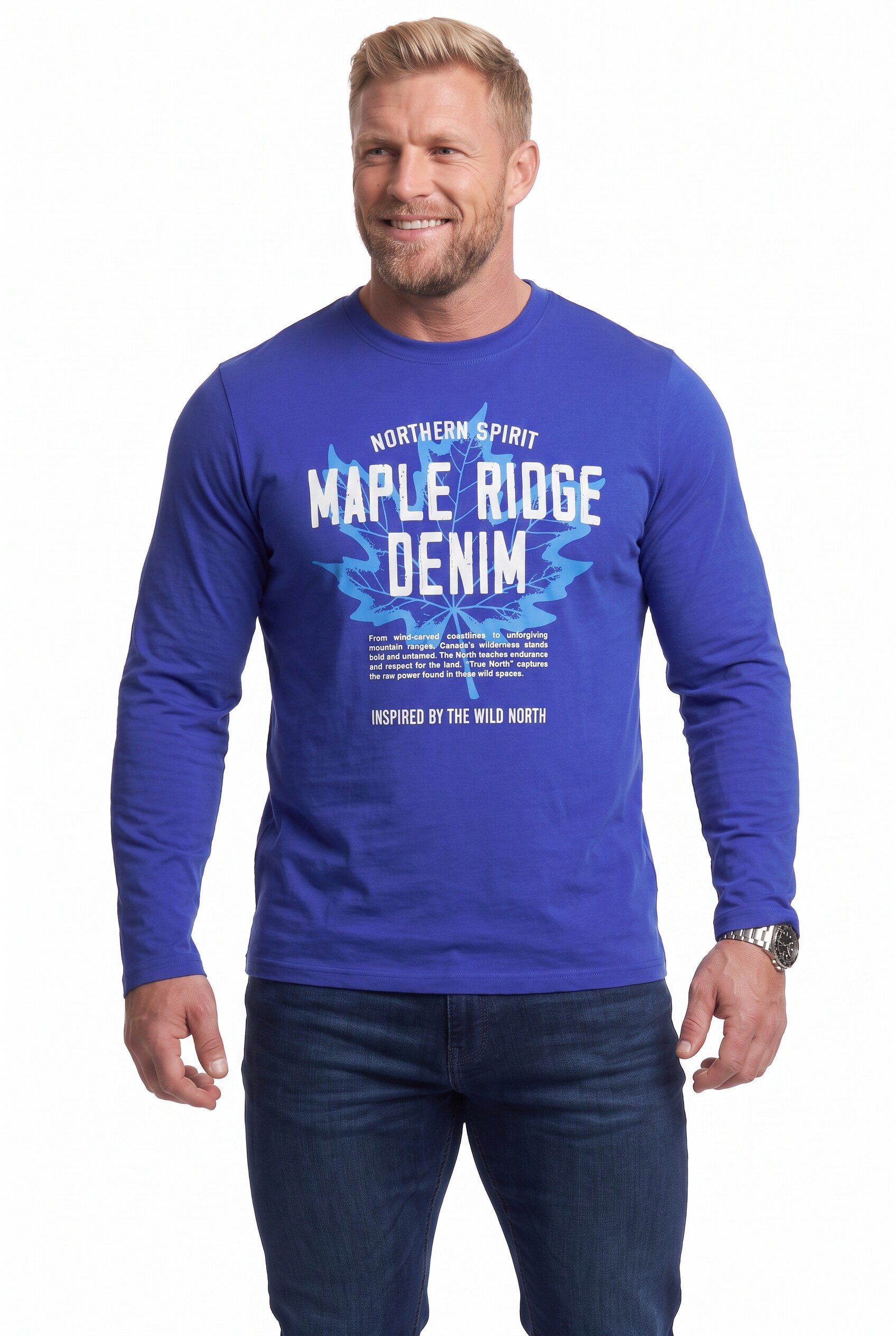 Men Plus T-Shirt Men+ Langarmshirt Print bis 8 XL
