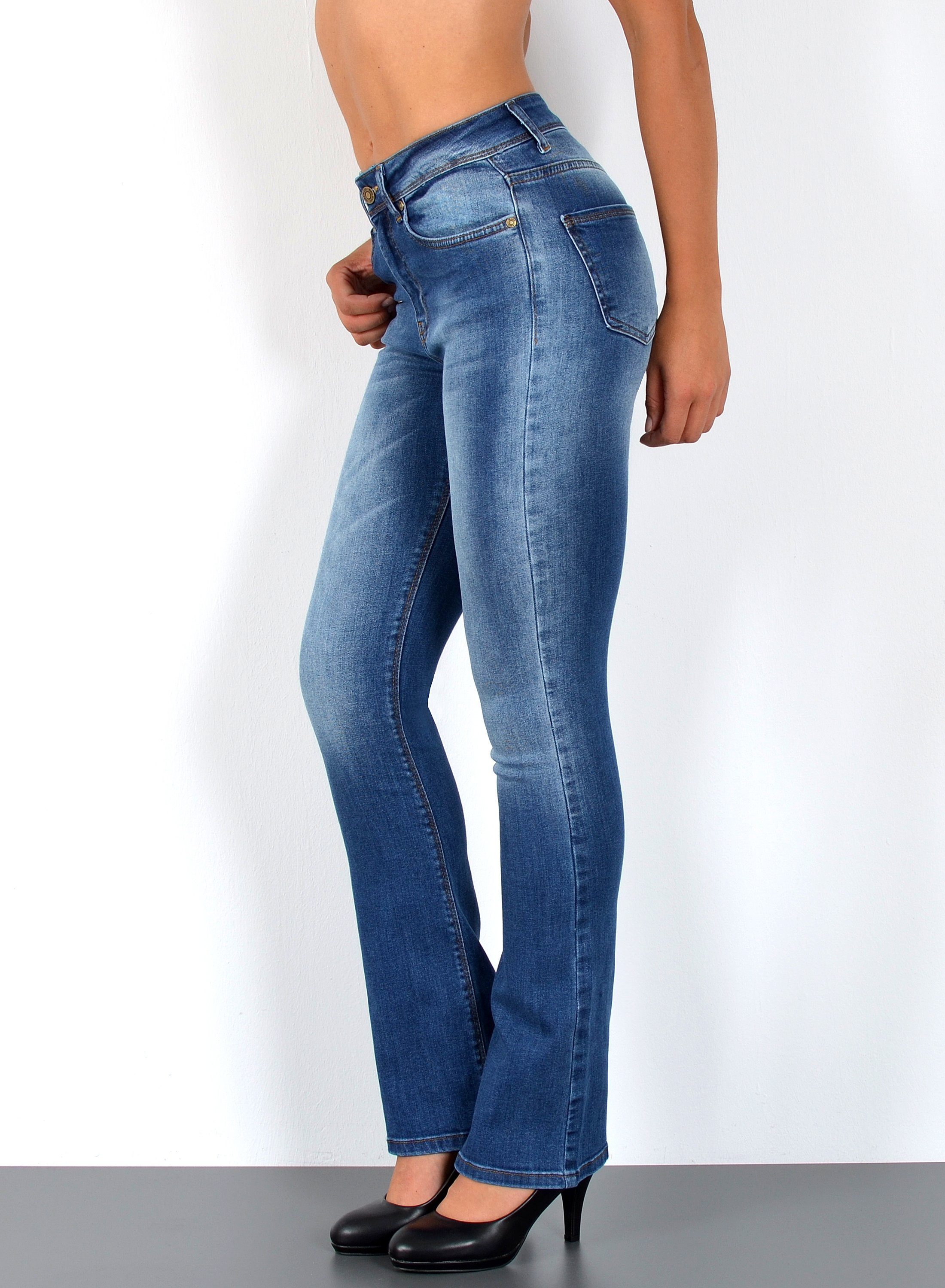 ESRA Bootcut-Jeans Damen Bootcut Jeans High Waist Schlaghose weite Jeans bis Übergröße B7 – Bild 3 von 5