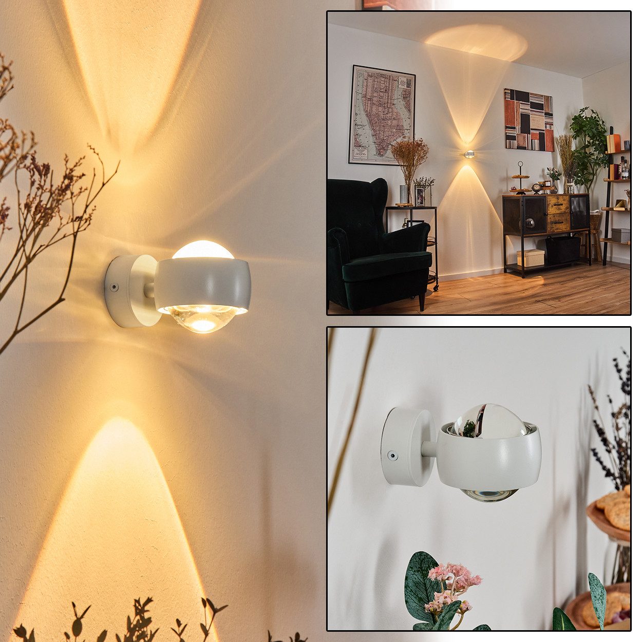 hofstein Deckenleuchte moderner Wandstrahler aus Metall/Glas günstig online kaufen