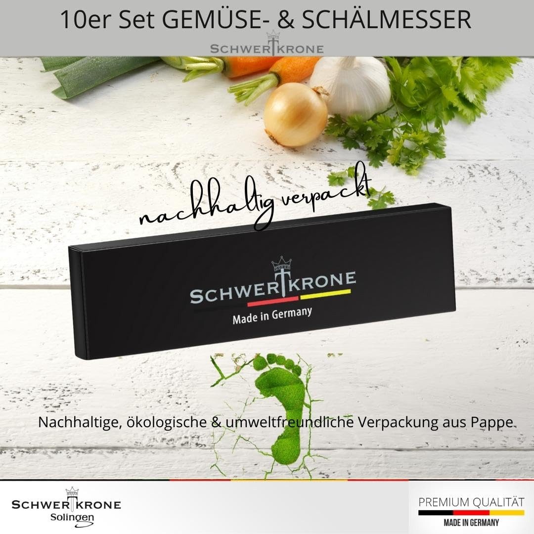 Schwertkrone Gemüsemesser Messer Solingen Küchenmesser Schälmesser 7 Scharfe Obstmesser, Germany Solingen, Rostfreier Edelstahl Klinge – Bild 5 von 5