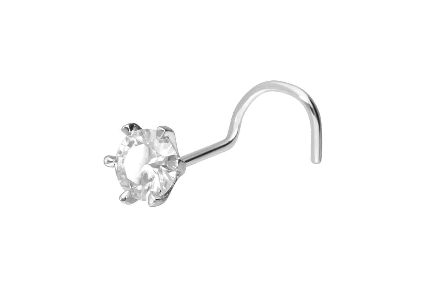 Nasenpiercing 14/18 Karat Gold Nasenstecker Spirale EINGEFASSTER MOISSANIT