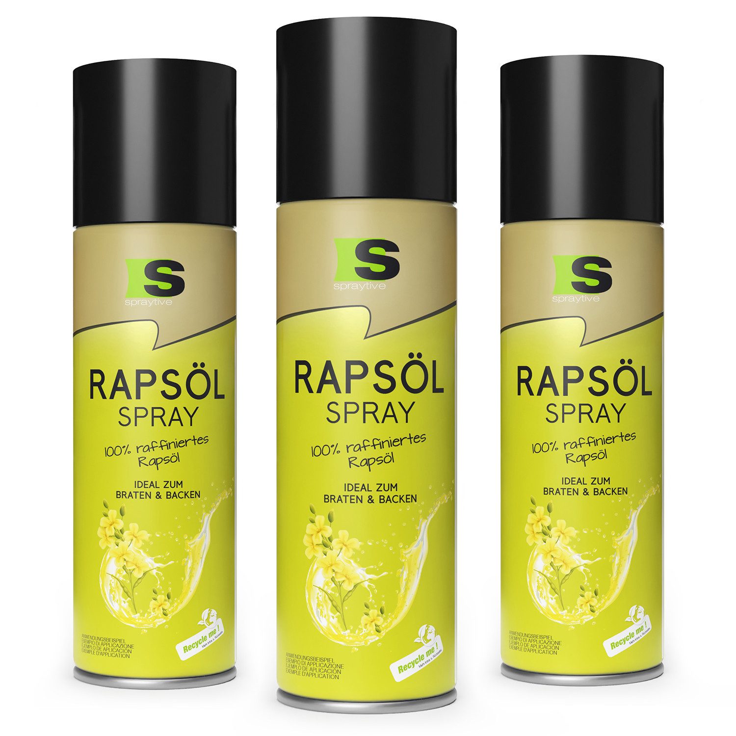 Spraytive Speiseöl 3 x 400ml Rapsöl Spray - Ölspray zum Kochen, Backen & für Salate, Made in Germany
