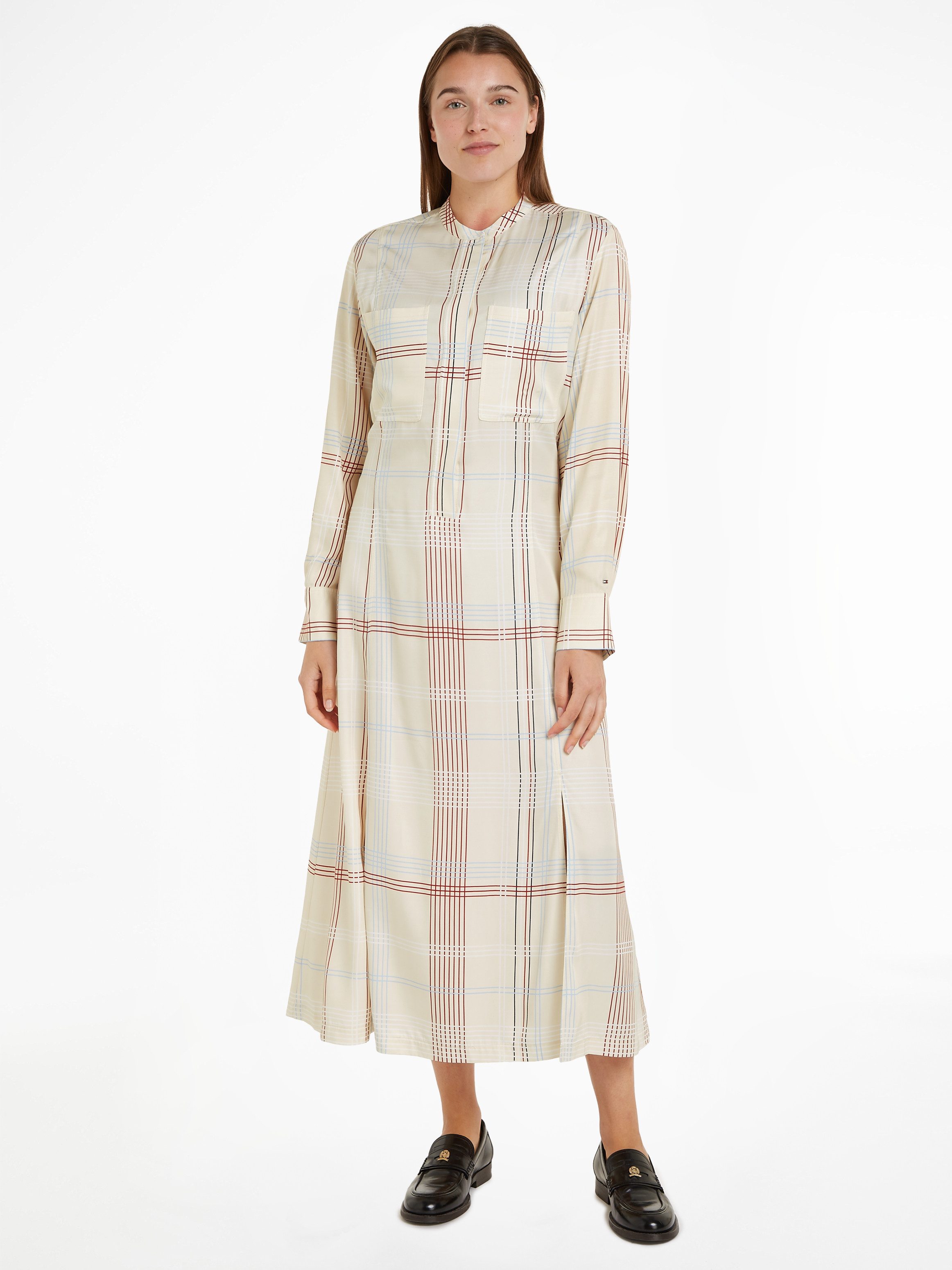 TOMMY HILFIGER Blusenkleid RWB CHECK FLUID MIDI DRESS (Global Serie TH WOMEN) im Karodessin mehr