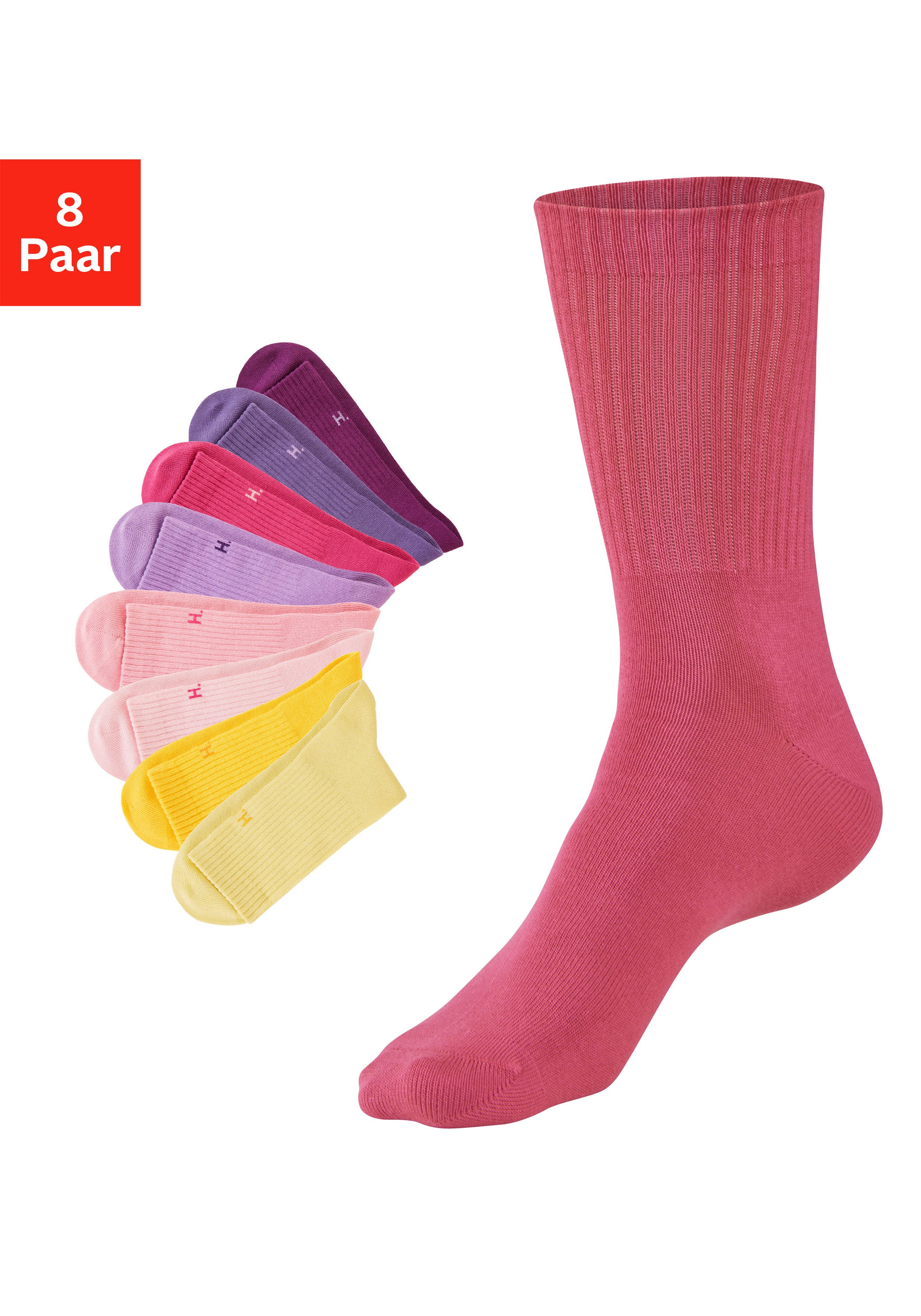 H.I.S Tennissocken Sportsocken Damen, casual (Packung, 8-Paar, Gr. 35-38 bis 39-42) ohne Frottee; ideal auch für den Alltag