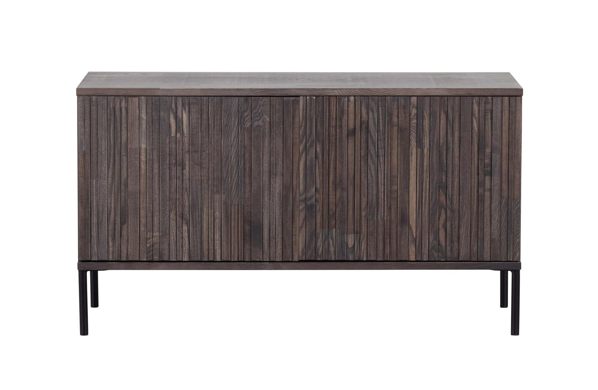 WOOOD TV-Board Gravure aus Eschenholz 100 cm, Espresso, Push-to-Open-System