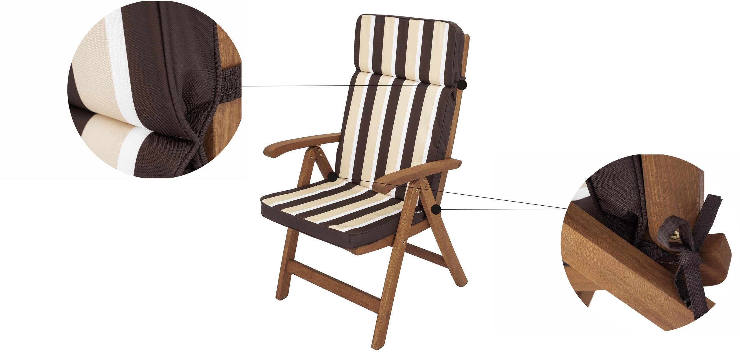 Bjird Hochlehnerauflage Gartenstuhlauflage Eliza 120x50x5 cm, günstig online kaufen