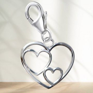 Goldene Hufeisen Charm Herz Herz Karabiner Charm Anhänger für Bettelarmband 925 Sterling-Silber (inkl. Etui), für Gliederarmband oder Halskette