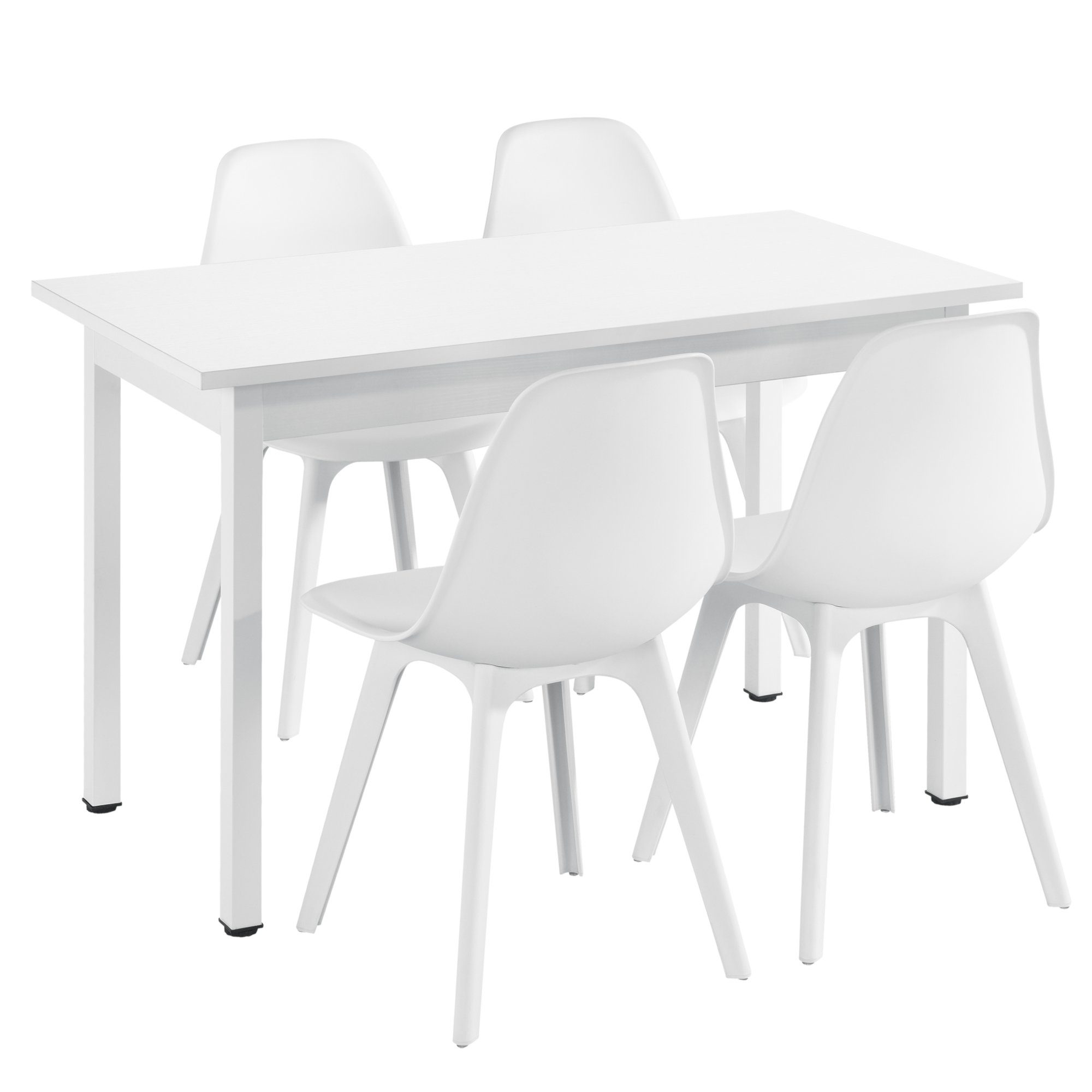 Stühlen), 5-tlg., Weiß 4 mit en.casa Stühlen Esstisch Esstisch Essgruppe, »Horten« (Set, 4 mit
