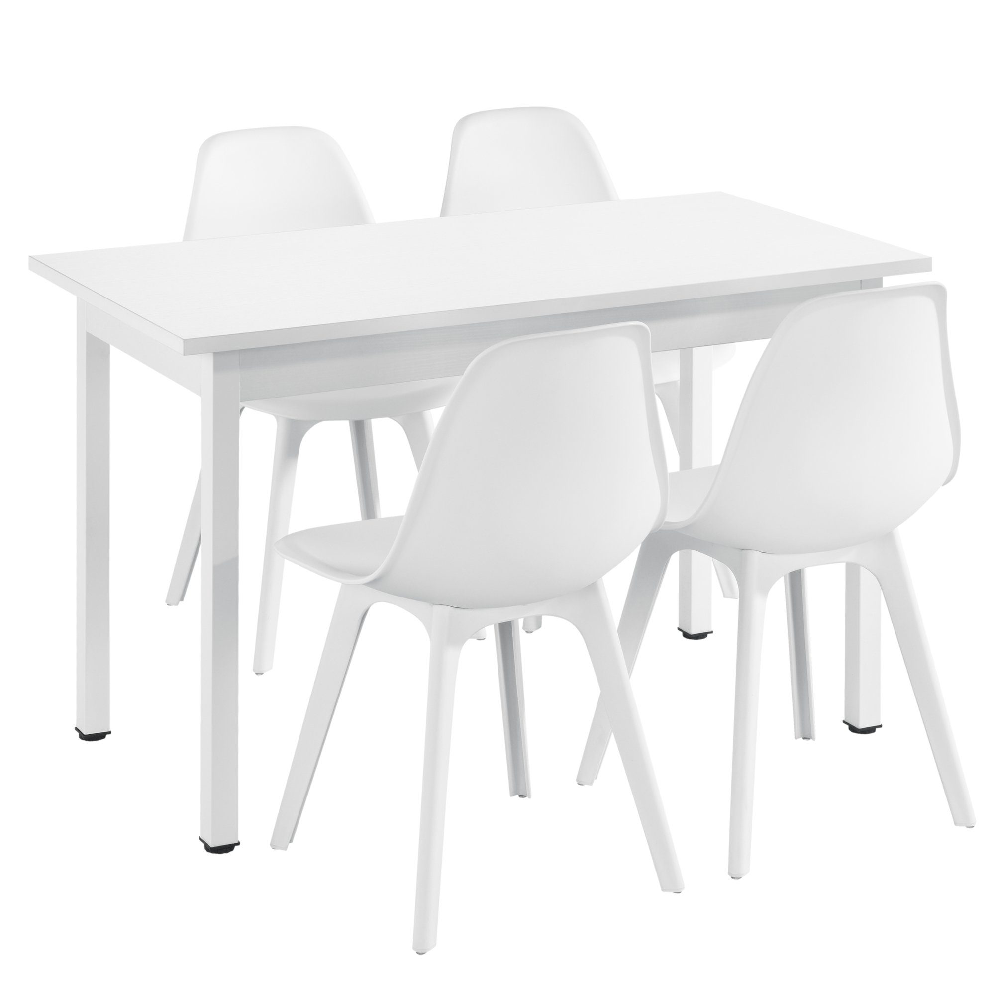 en.casa Essgruppe, (Set, 5-tlg., Esstisch mit 4 Stühlen), »Horten« Esstisch mit 4 Stühlen Weiß