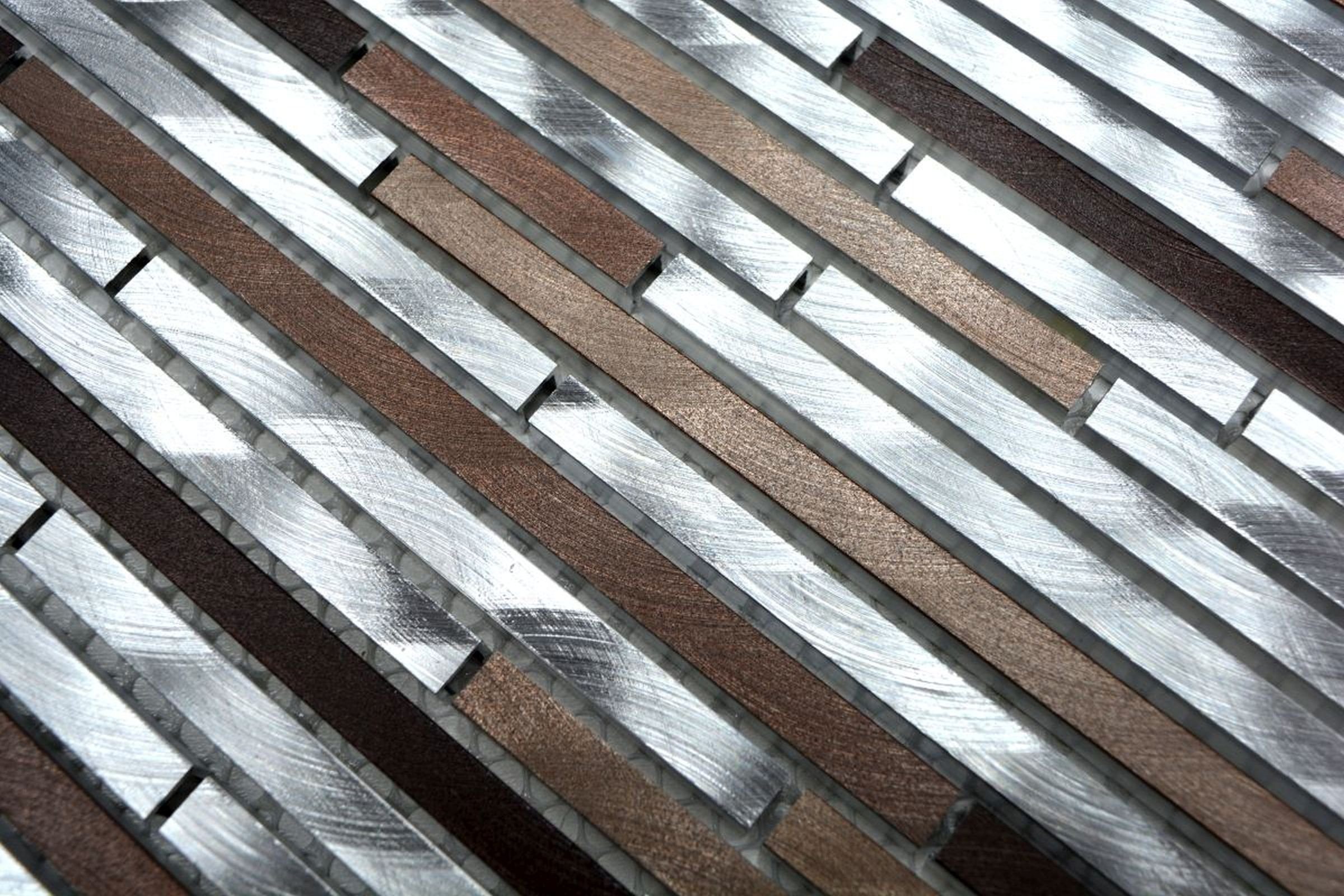 Fliese Mosani kupfer Mosaik Mosaikfliesen Verbund beige Küchenwand Aluminium braun