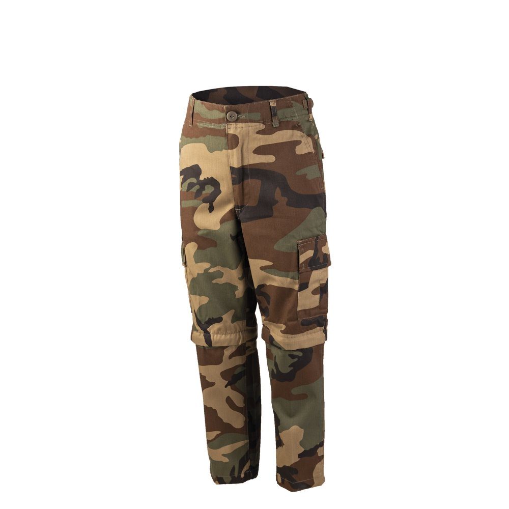 Mil-Tec Zip-off-Hose US ZIP-OFF BDU HOSE KIDS WOODLAND - L verstärkter Gesäßbereich