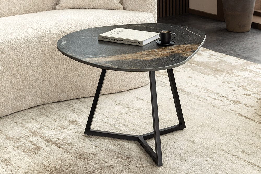 riess-ambiente Couchtisch MARVELOUS 90cm schwarz – Keramik, Metallgestell, günstig online kaufen