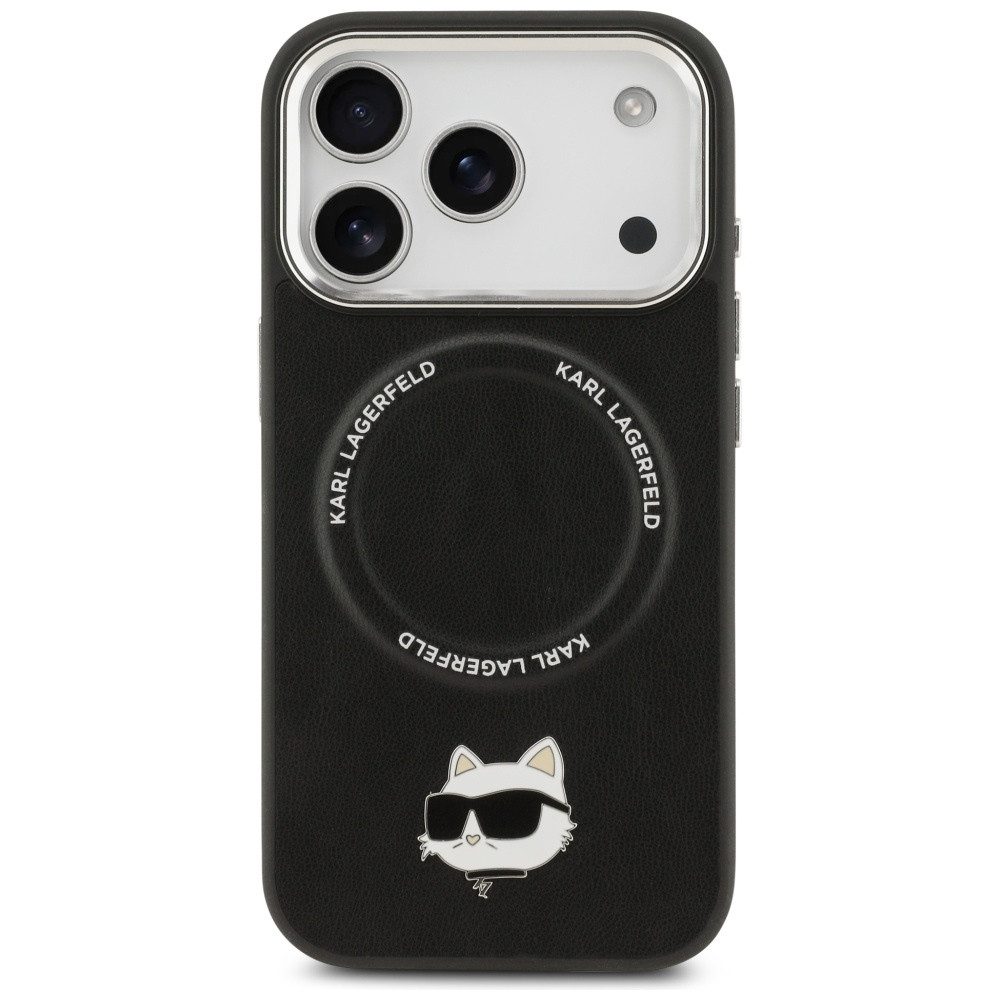 KARL LAGERFELD Handyhülle iPhone 17 Pro Max MagSafe Kunstleder Metall schwarz Logo 6,9 Zoll, Kantenschutz