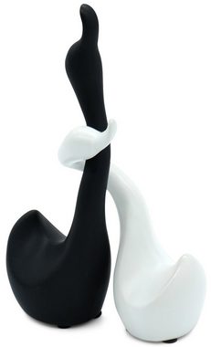 Feinknick Tierfigur Liebevolles Schwanen-Pärchen aus Keramik in schwarz & weiß (Set, 2tlg), aus Qualitäts-Keramik, handdekoriert