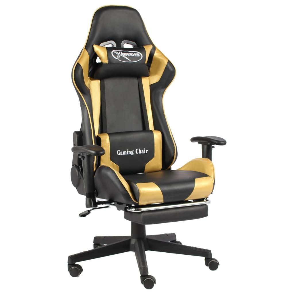 vidaXL Gaming-Stuhl Gaming-Stuhl mit Fußstütze Drehbar Golden PVC (1 St)