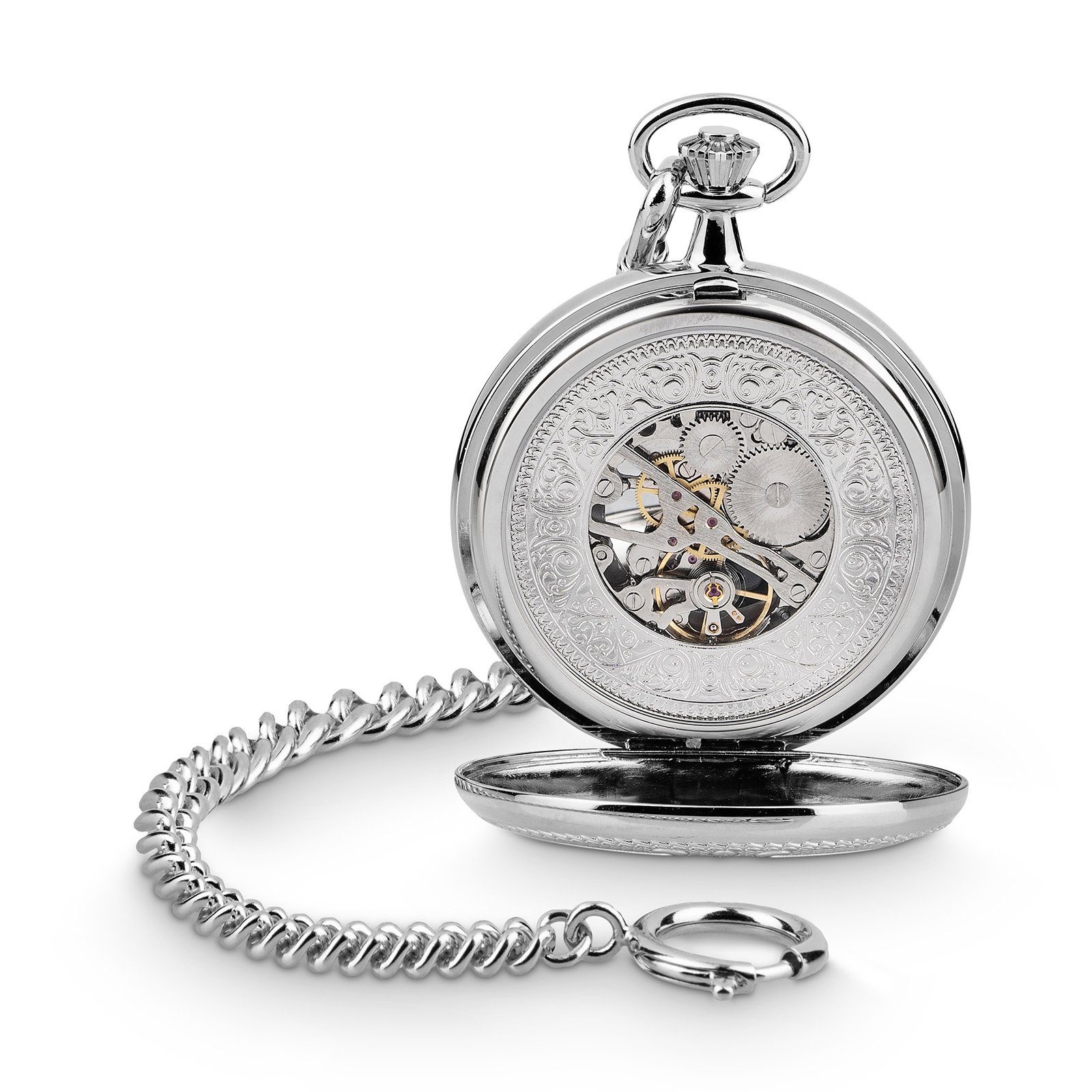 Hermann Jäckle Taschenuhr „Wien“ – Skelett, Handaufzug, Mineralglas, (mit Kette und Reiseetui), Made in Germany