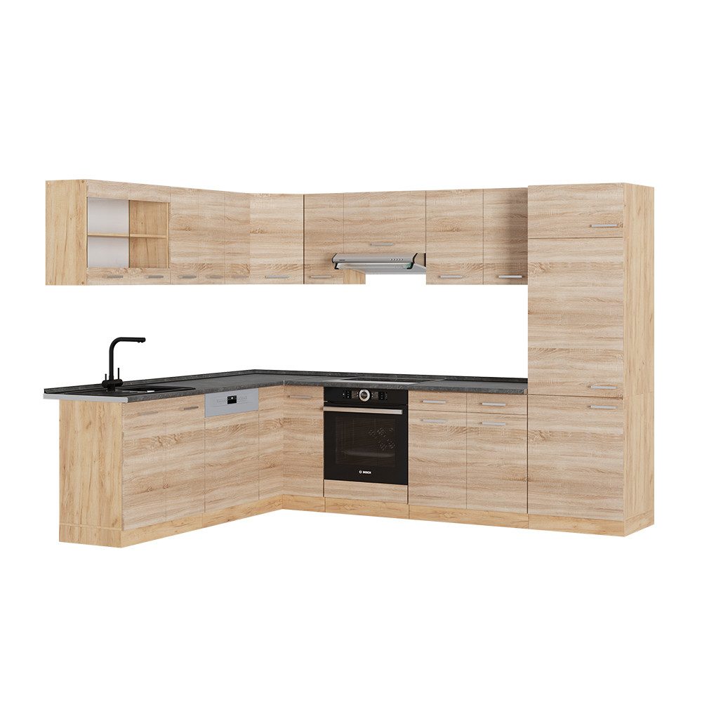 Vicco Winkelküche R-Line, Sonoma/Goldkraft Eiche, 287 x 227 cm, AP Anthrazit