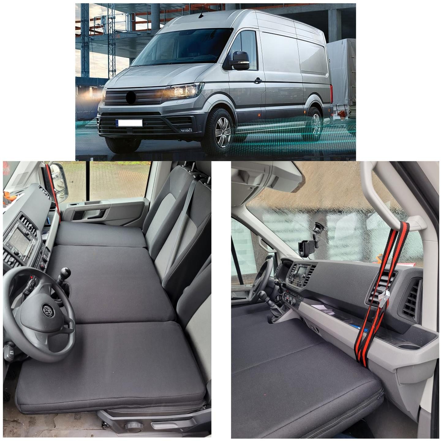 Klappmatratze für VW Crafter 2 MAN TGE Bj ab 2017 (MAN), BREMER SITZBEZÜGE, (Set, 3-teilige klappbare Schlafauflage), in Schwarz