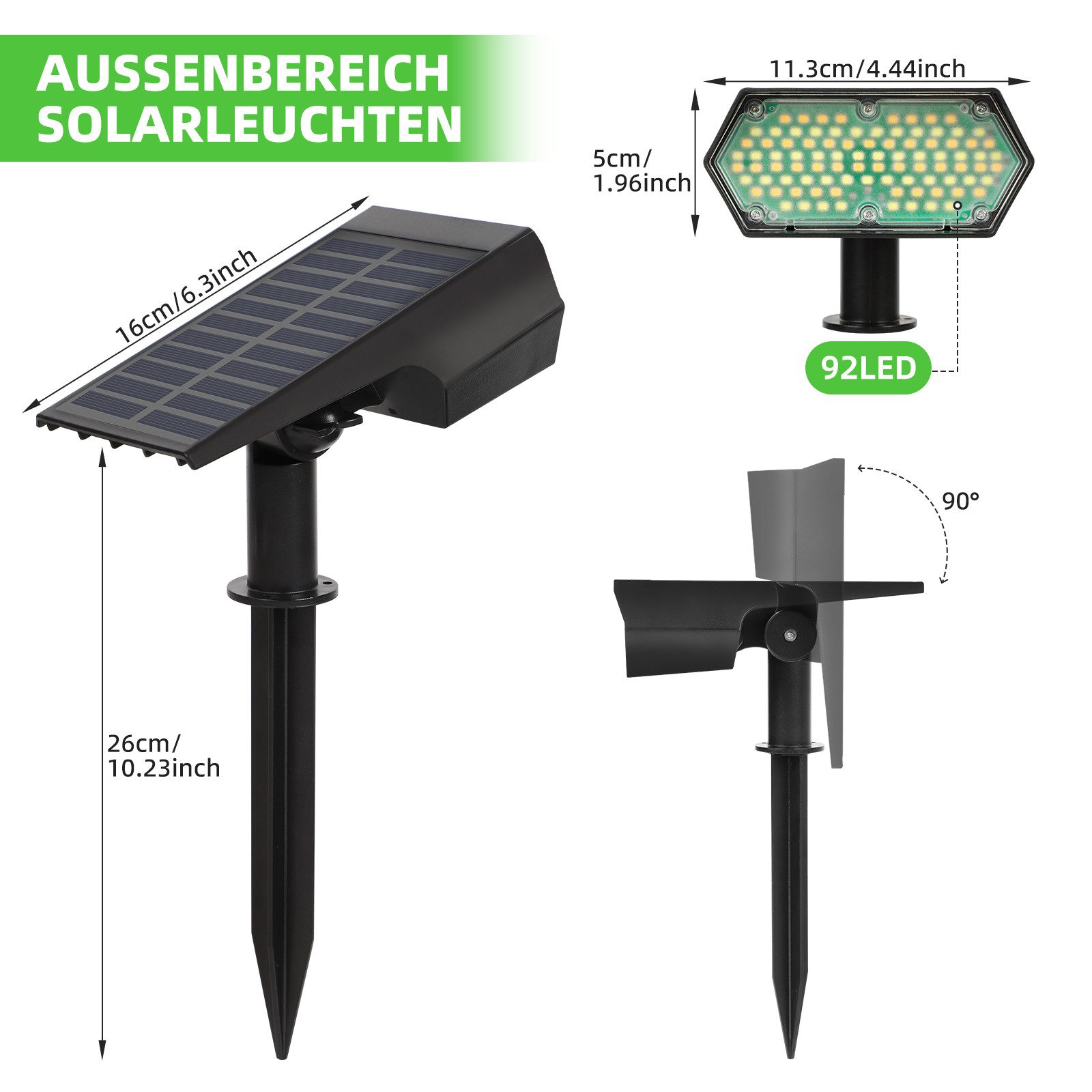 VIVIHEYDAY Strahler 1/2/4/6 Stück LED Solarleuchte, Solar Gartenleuchte Sol günstig online kaufen