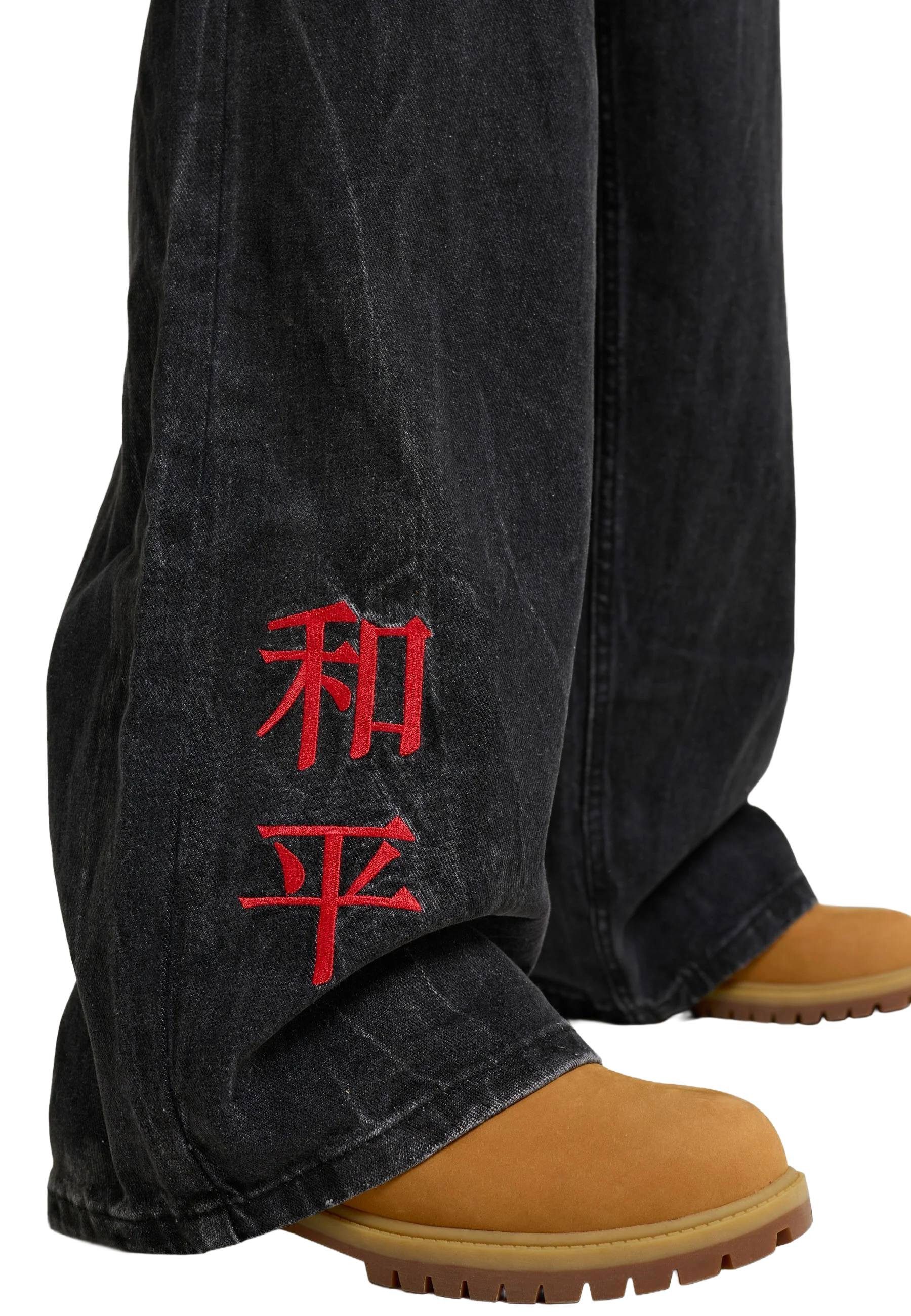 Ed Hardy Relax-fit-Jeans Jeans Ed Hardy Tattoo City Tiger Xxtra Tattoo-Stickereien