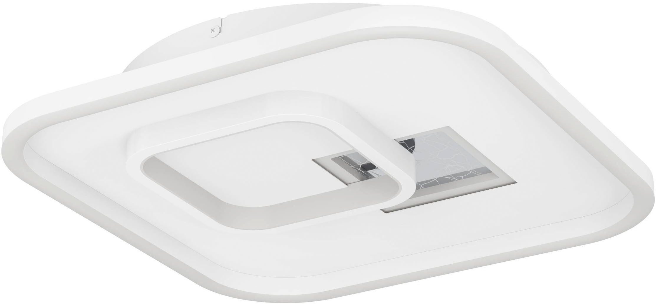 EGLO Deckenleuchte Tiriolo Deckenlampe, Wohnzimmerlampe, Metall, Kunststoff, Flurlampe, LED fest integriert, Neutralweiß, Wand-/Deckenleuchte - L38 x B38 x H6 cm - weiß, silber