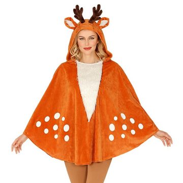 Fun World Kostüm Reh Poncho, Leichter Kapuzen-Überwurf für Bambis und Faune