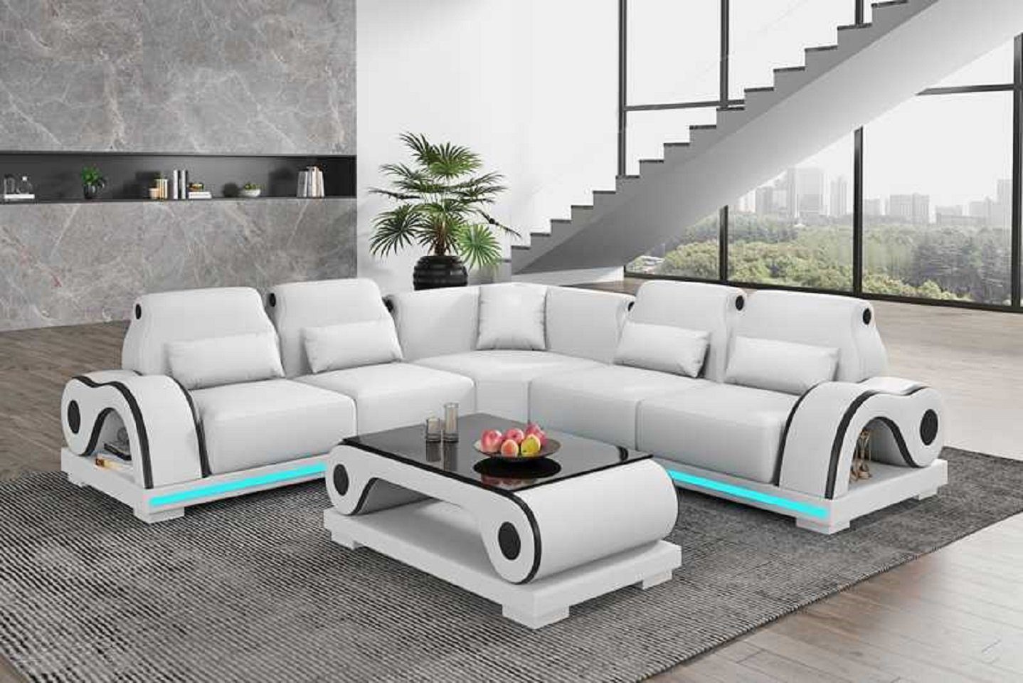 JVmoebel Ecksofa Luxus Ecksofa L Form Couch Sofa Moderne Eckgarnitur Couchen, 3 Teile, Made in Europe Weiß