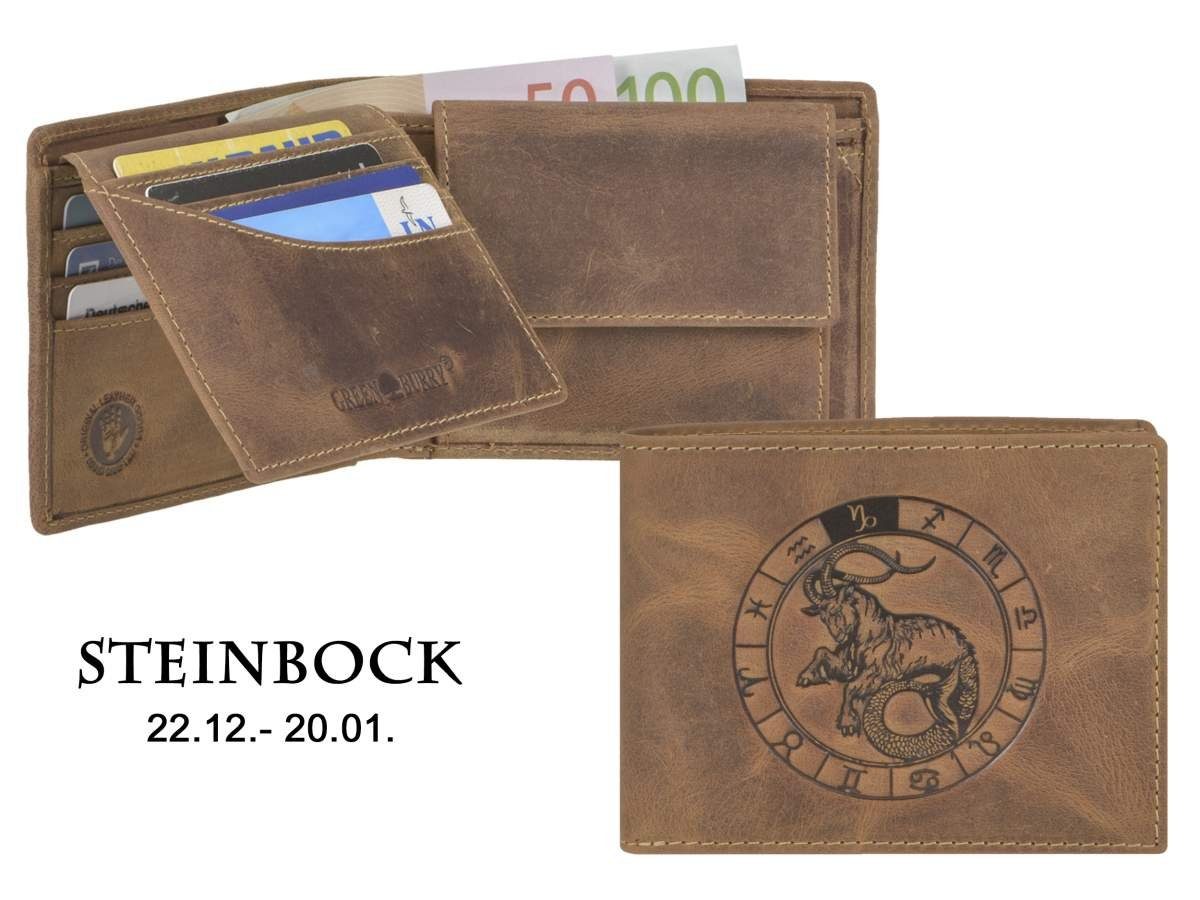 Greenburry Geldbörse Vintage, Portemonnaie, Sternzeichen-Prägung Lederbörse, Steinbock