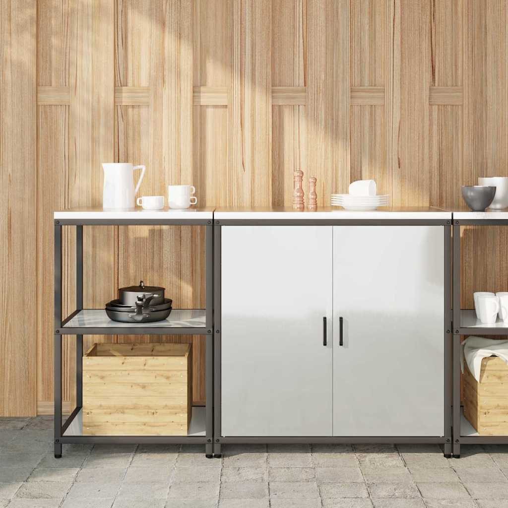 vidaXL Sideboard, Aufbewahrungsset für die Küche 2 pcs Silber Verzinkter Stahl
