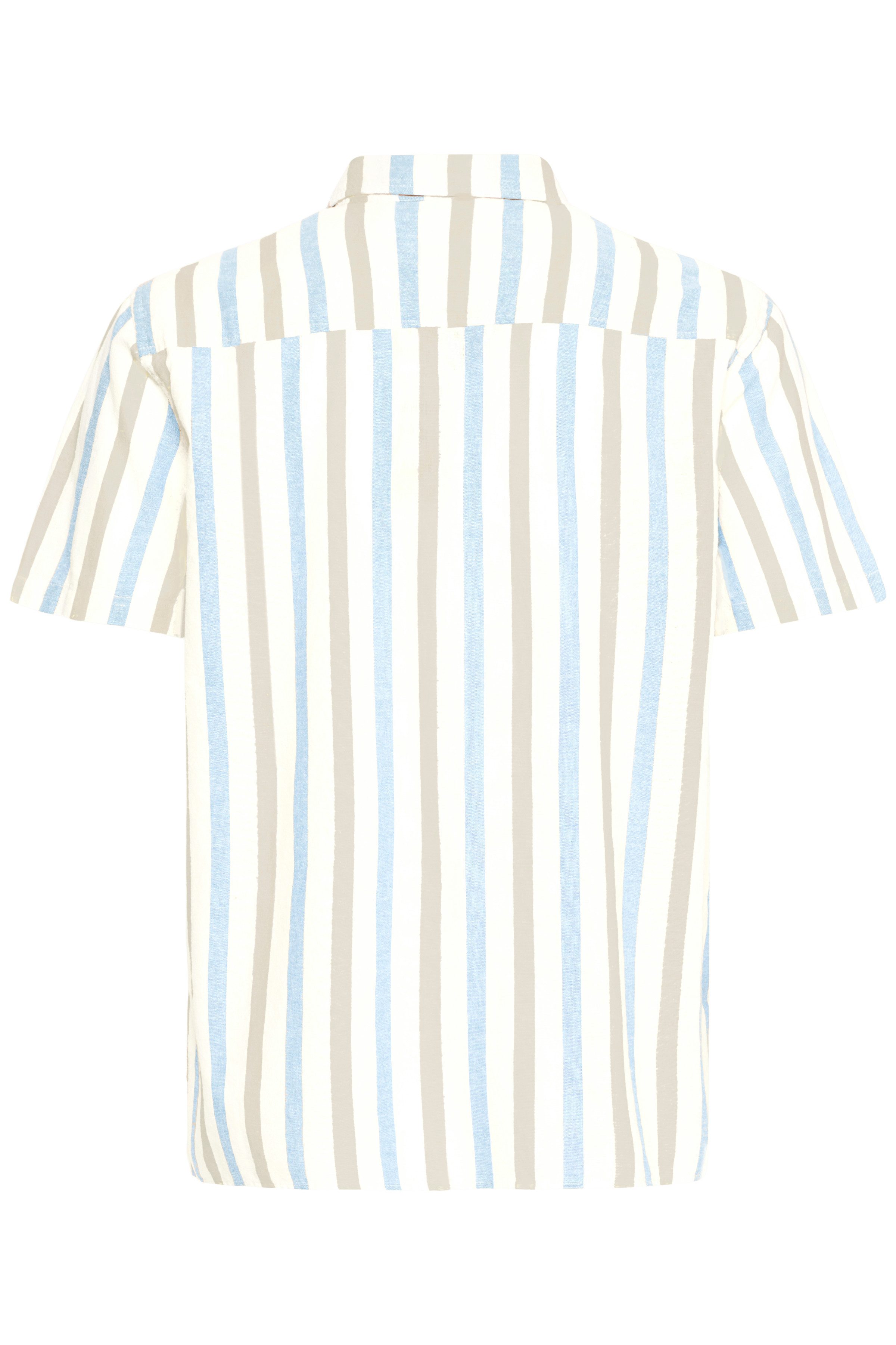 Blend Kurzarmhemd BHABAN SHIRT STRIPE aus Baumwollmischung, mit Leinen, Relaxed Fit, gestreifte Leinenoptik