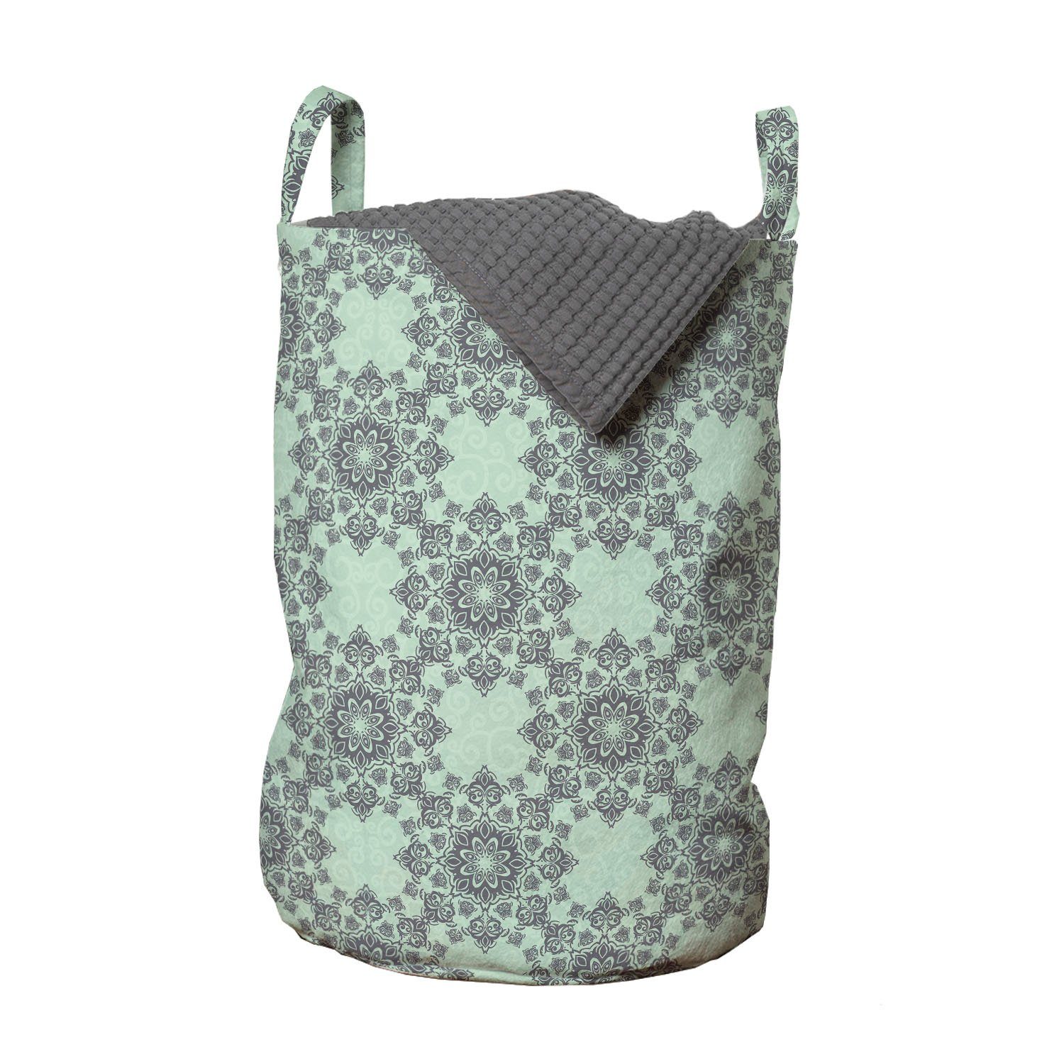 Abakuhaus Wäschesäckchen Wäschekorb mit Griffen Kordelzugverschluss für Waschsalons, Barock- Rokoko Blumenmotiv Muster