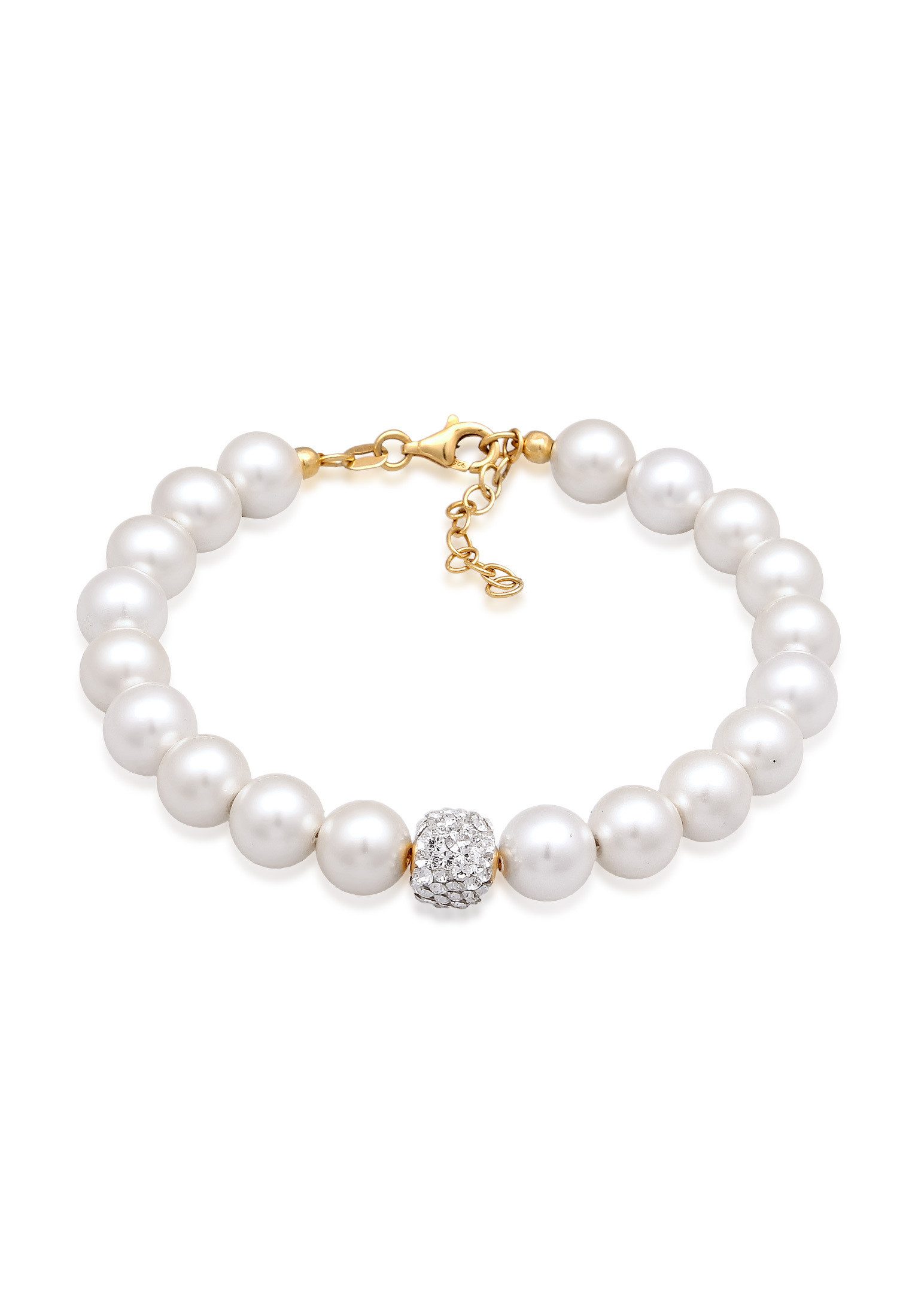 Elli Perlenarmband Synthetische Perlen 925 Silber, mit Kristallen von Swarovski®