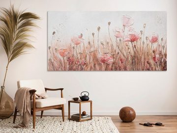 YS-Art Gemälde April, Blumen, Mohnblumen Rosa Flieder Leinwand