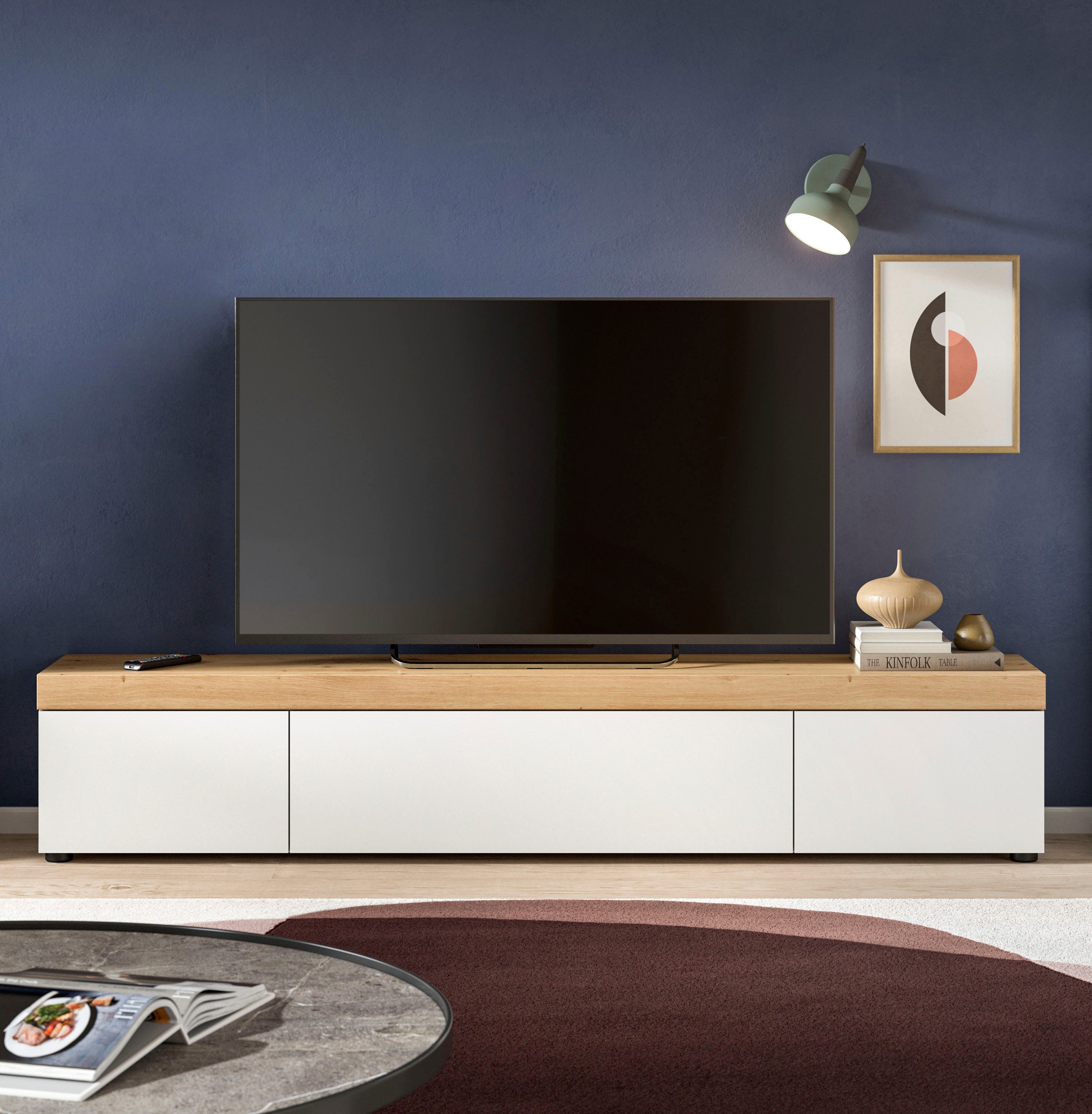 Home affaire Lowboard Svala, Breite 180 cm, 3 Klappen, 3 Fächer (1 St), 3 Klappen, Lowboard, TV-Möbel, Wohnschrank