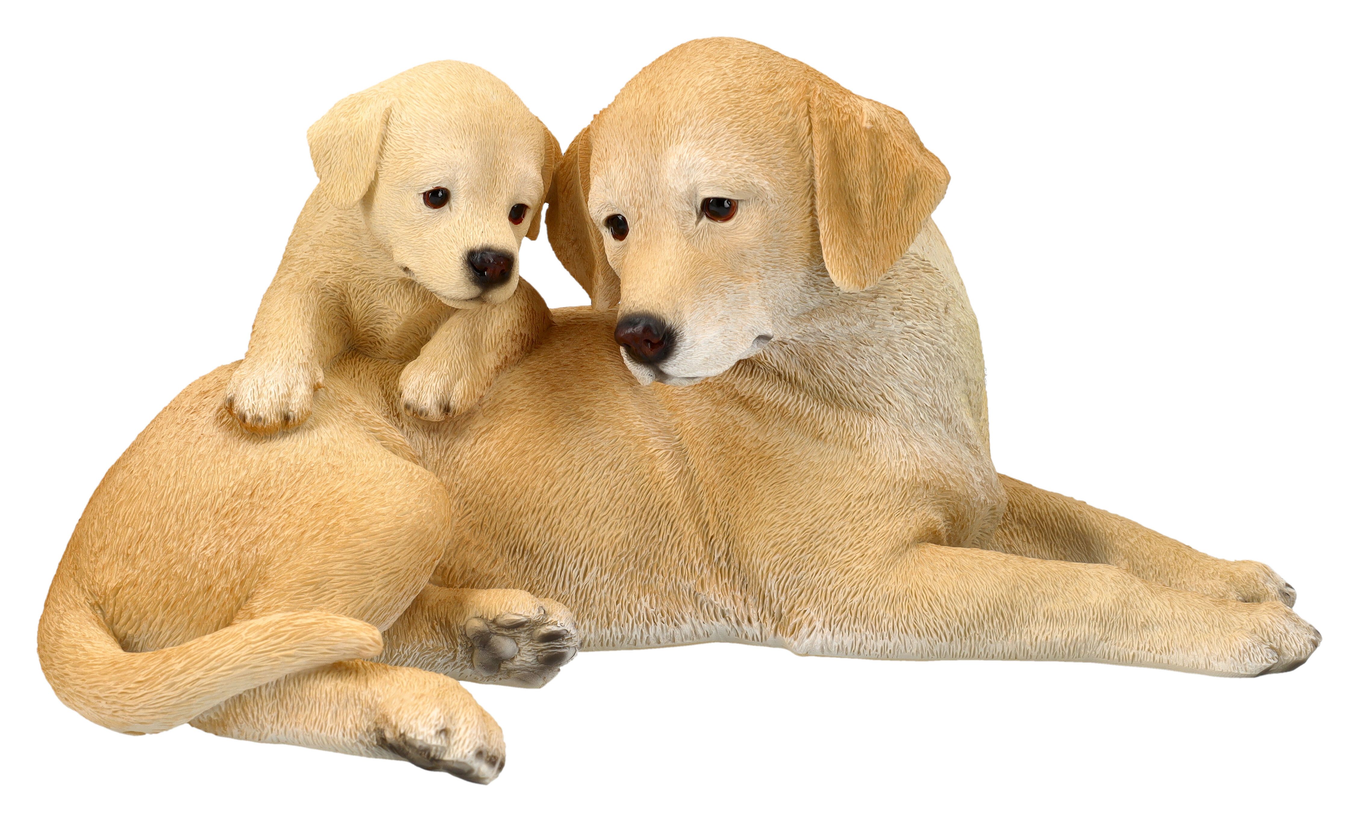 Tierfigur Gartenfigur Hunde - Labrador Retriever mit Welpe - Dekofigur Tierfigur