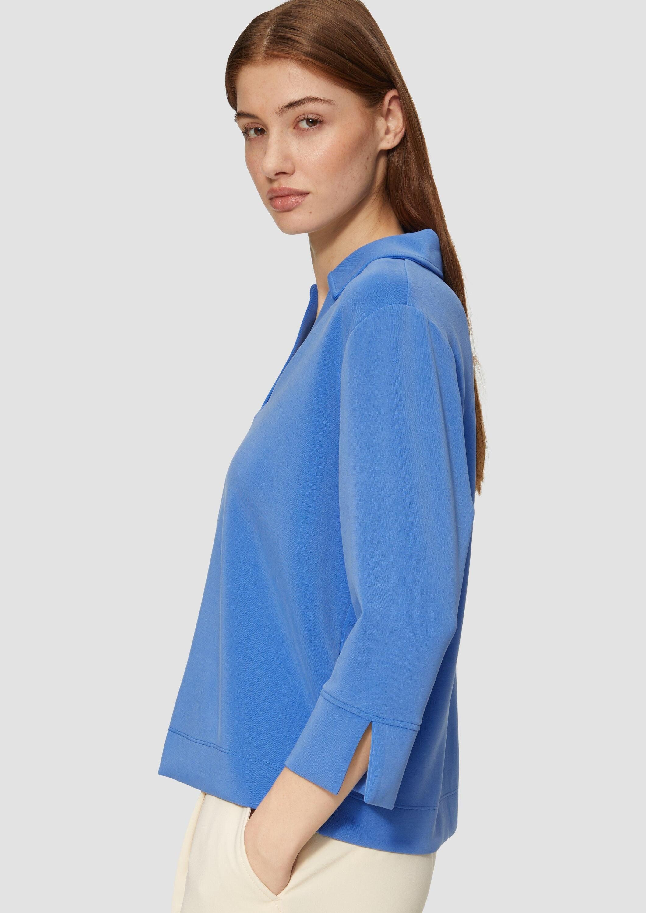 s.Oliver 3/4 Arm-Pullover Sweatshirt Sweatshirt aus Scuba mit Polokragen günstig online kaufen