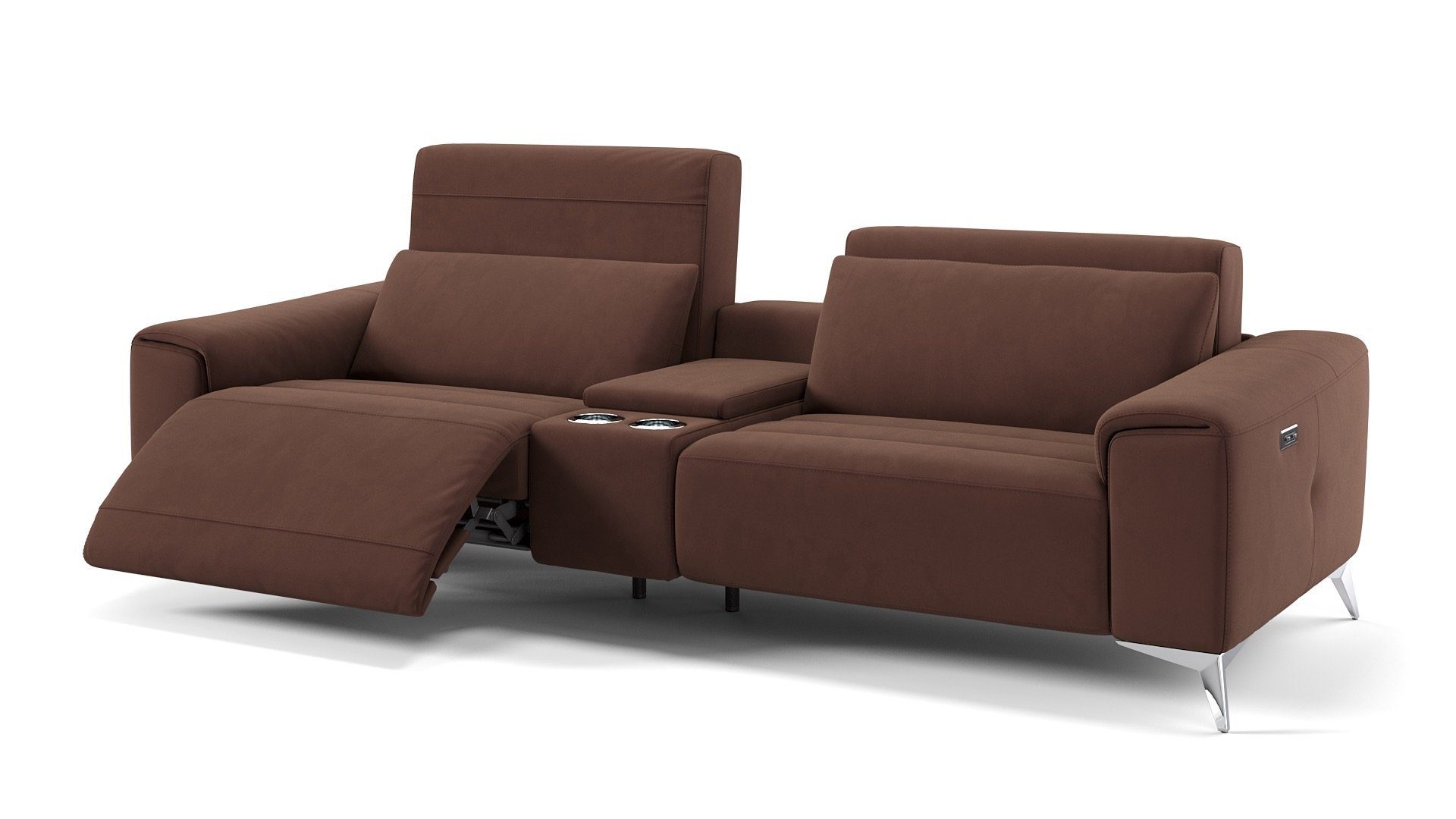 Sofanella Sofa Stoff 2-Sitzer Kinosofa BELLA in Dunkelbraun S: 212 x 100 cm