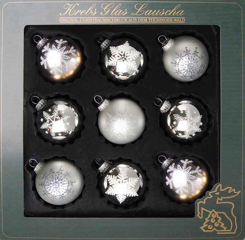 Krebs Glas Lauscha Weihnachtsbaumkugel »Weihnachtsdeko, Christbaumschmuck, Christbaumkugeln Glas« (9 St), mundgeblasen, mit Dekor