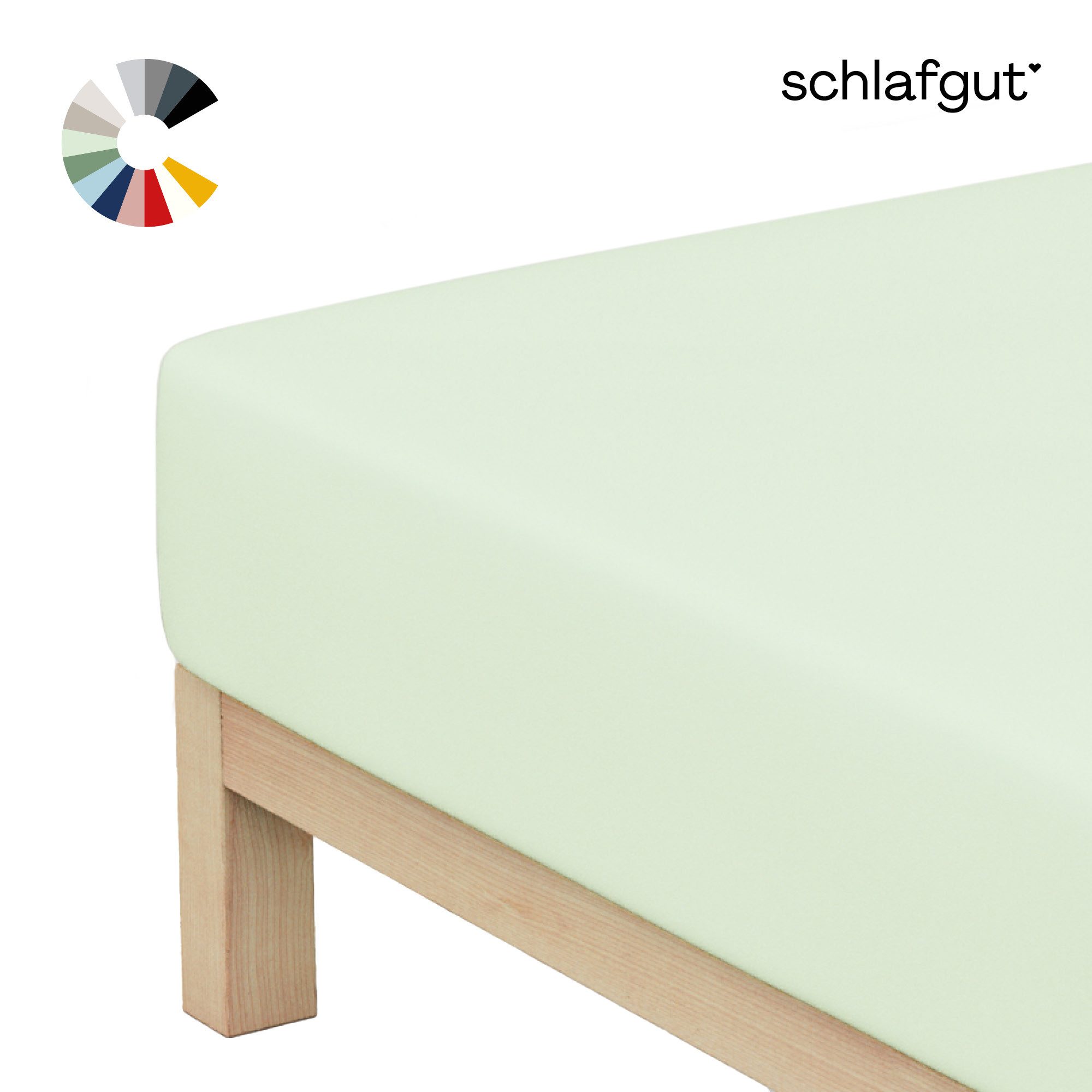 Schlafgut Spannbettlaken Basic Cotton Bettlaken, 160 g/m², 100% Baumwolle, Spannbetttuch, Jersey, Gummizug: rundum, (1 Stück), Spannbettlaken bis 20 cm Matratzenhöhe, bügelfrei und pflegeleicht