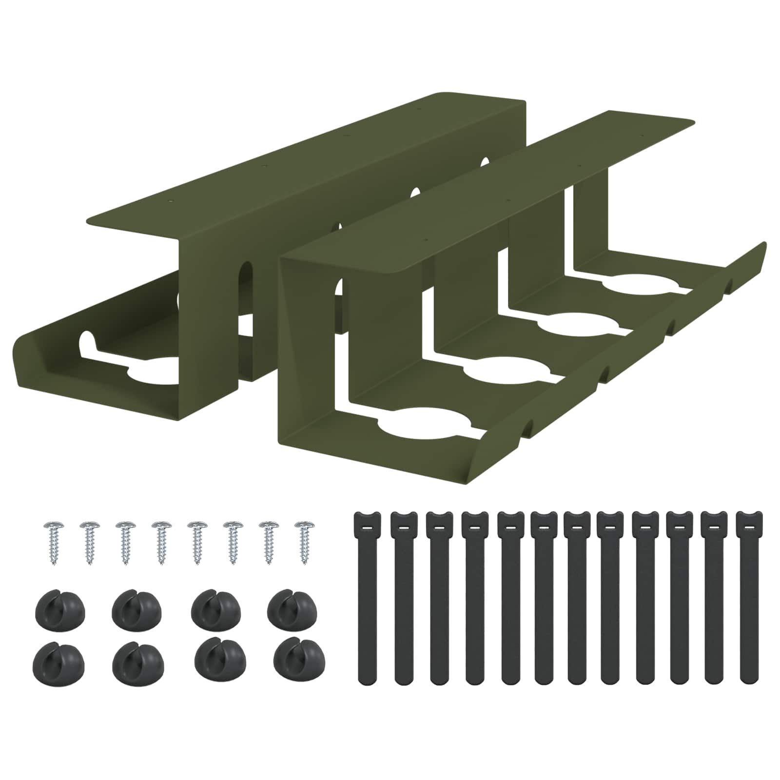 vidaXL Kabelzubehör Unter dem Schreibtisch Kabelmanagement Tray 2 Stk. Olivgrün, (2-tlg)