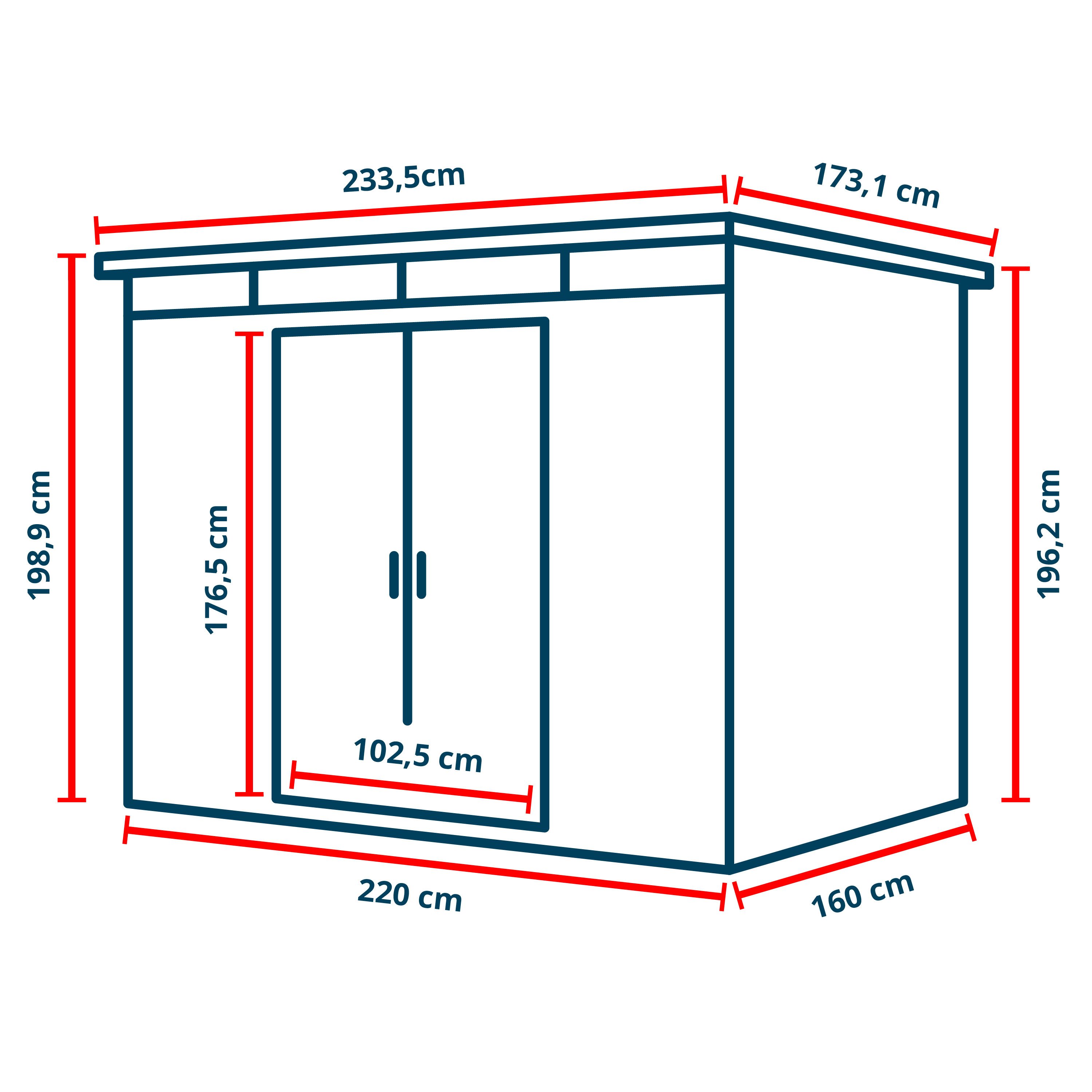 GFP Gerätehaus Gartenhaus Geräteschuppen Bob, BxT: 220x160 cm, Höhe 200 cm