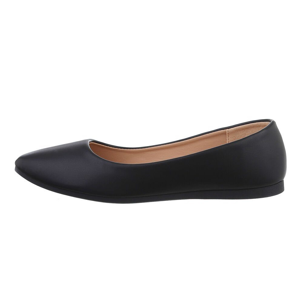 Ital-Design Damen Schlupfschuhe Freizeit Ballerina (82071339) Flach Klassische Ballerinas in Schwarz