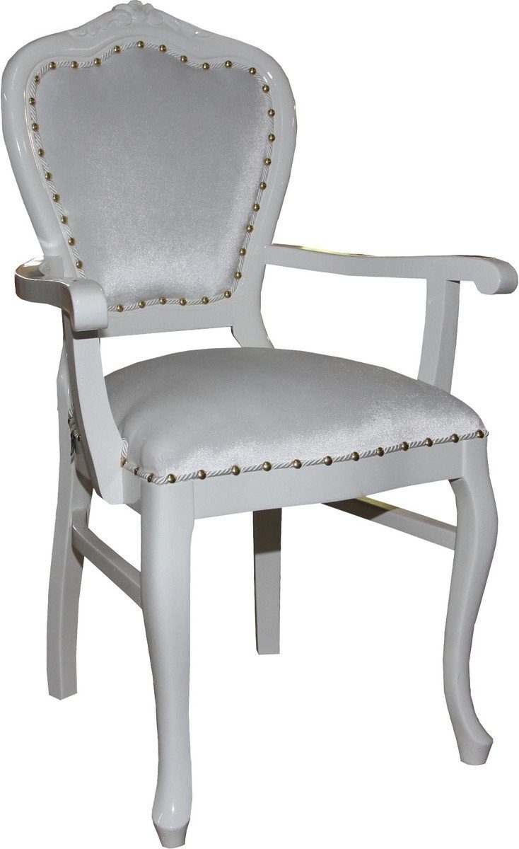 Damen mit Padrino Luxus / Stuhl Edition - Armlehnstuhl Weiss Damen Schminktisch Stuhl Armlehnen Weiss Limited Casa Barock -
