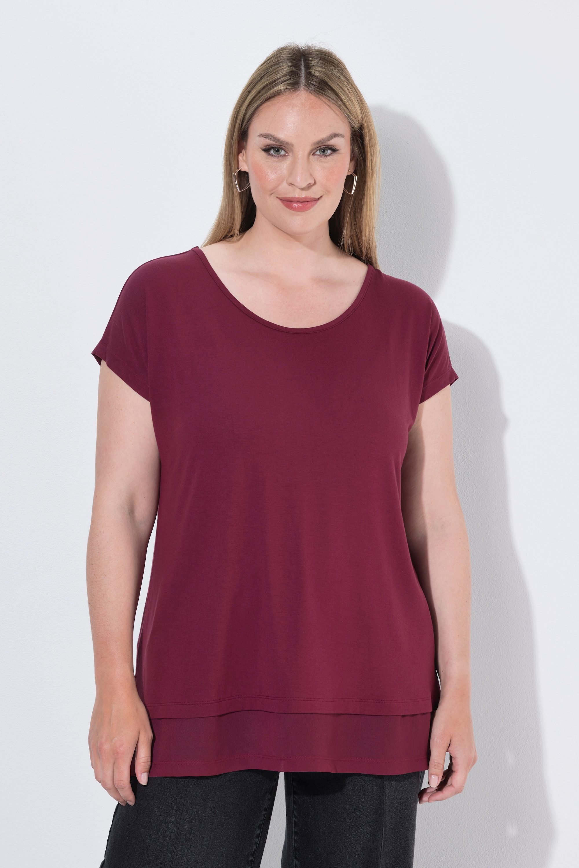 MIAMODA T-Shirt T-Shirt A-Linie Chiffon-Saum