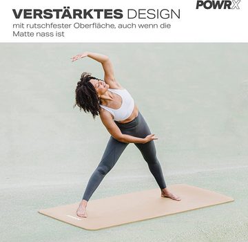 POWRX Yogamatte Gymnastikmatte Yogamatte (Beige, 190x60x1.5cm) inkl. Tragegurt+Tasche, Beige 190 X 60 X 1.5 Cm