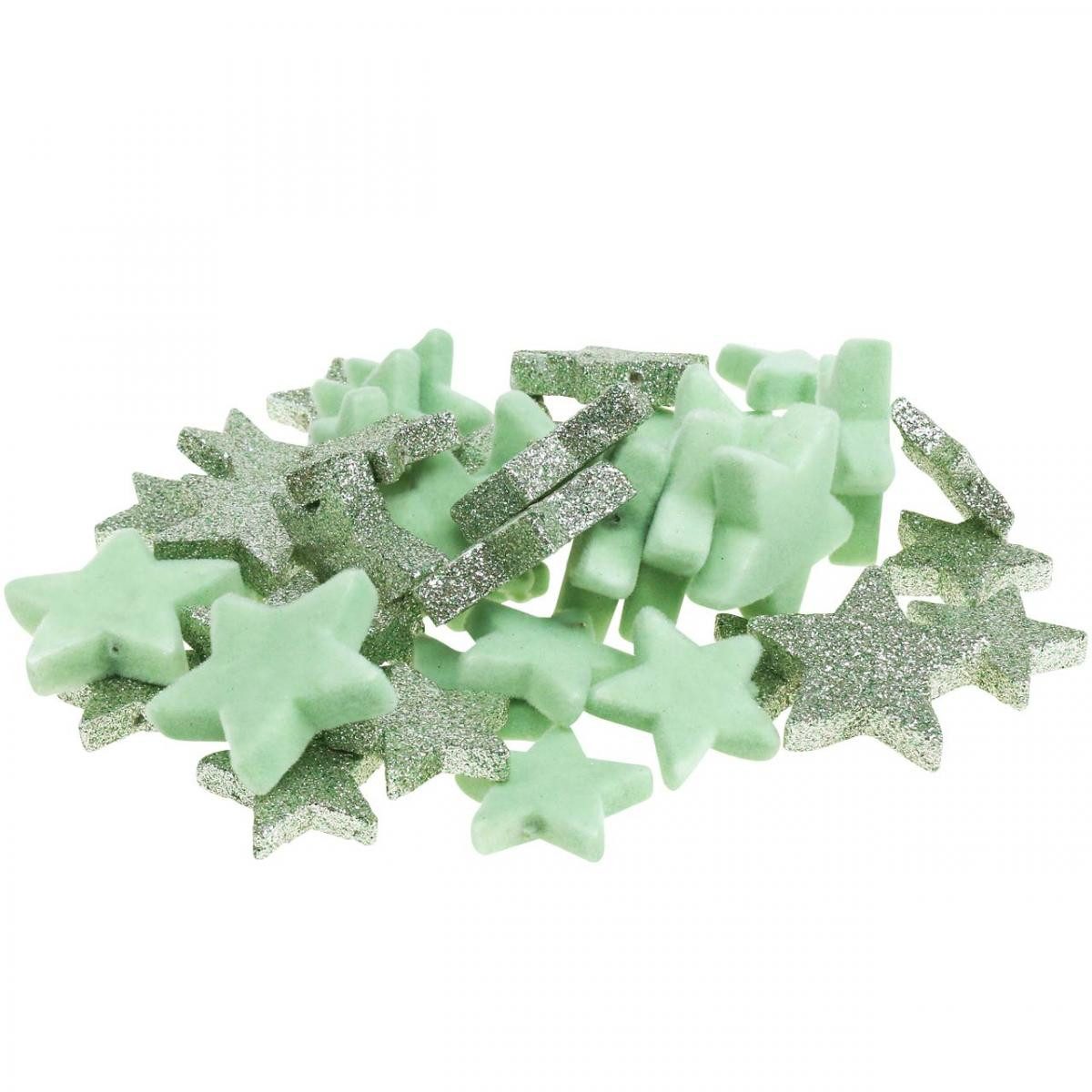Florists Products Weihnachtsmann Streudeko Weihnachten Sterne Streusterne Grün Tischdeko, 40 Stück